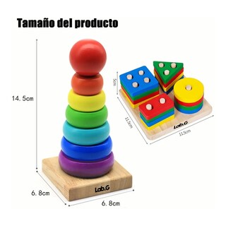 Foto 4 | Juguete Apilable Educativo Madera Juguete Lab.g Multicolor