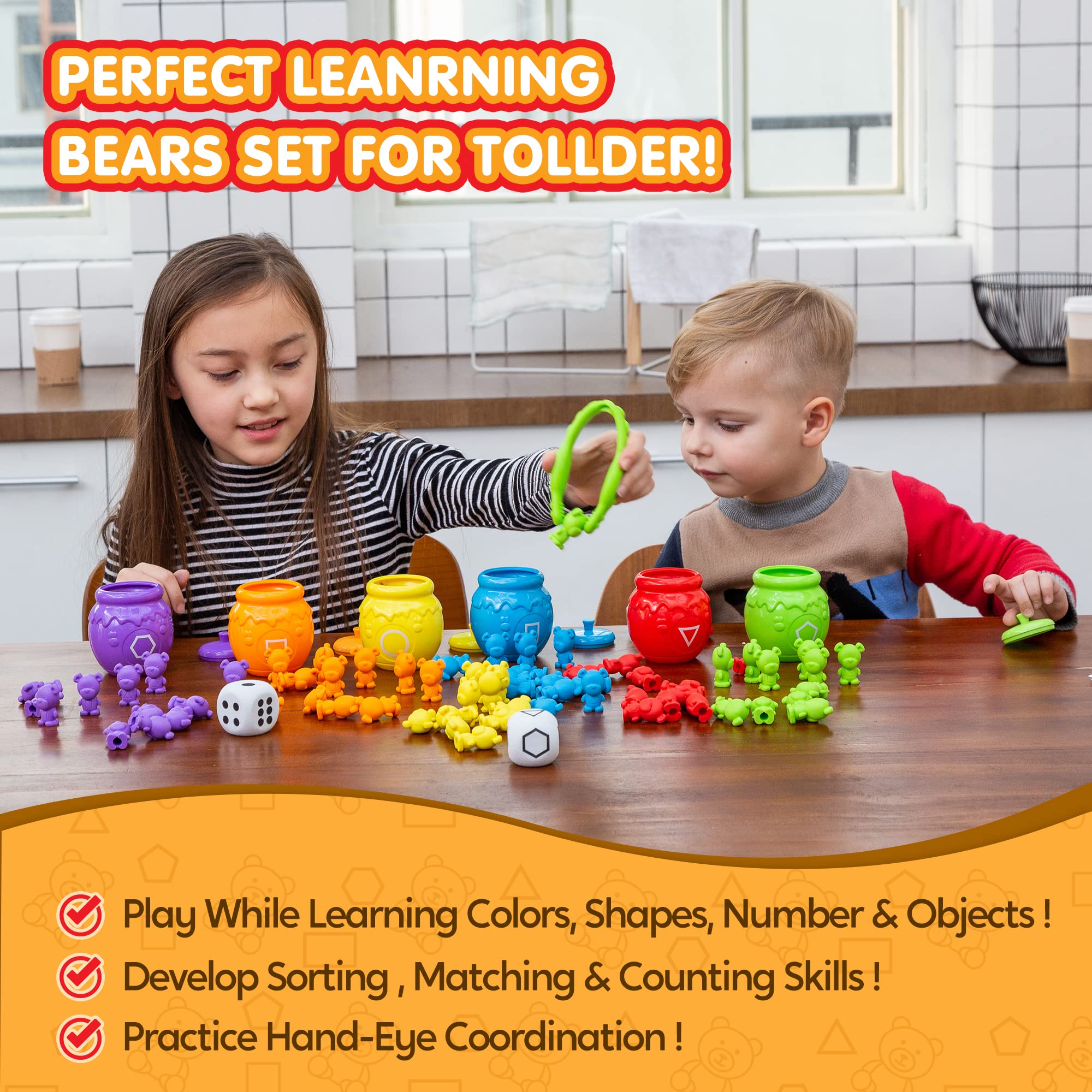 Foto 6 | Learning Toy Joyin Rainbow Counting Bears Con Tazas Clasificadoras, 83 Unidades - Venta Internacional.