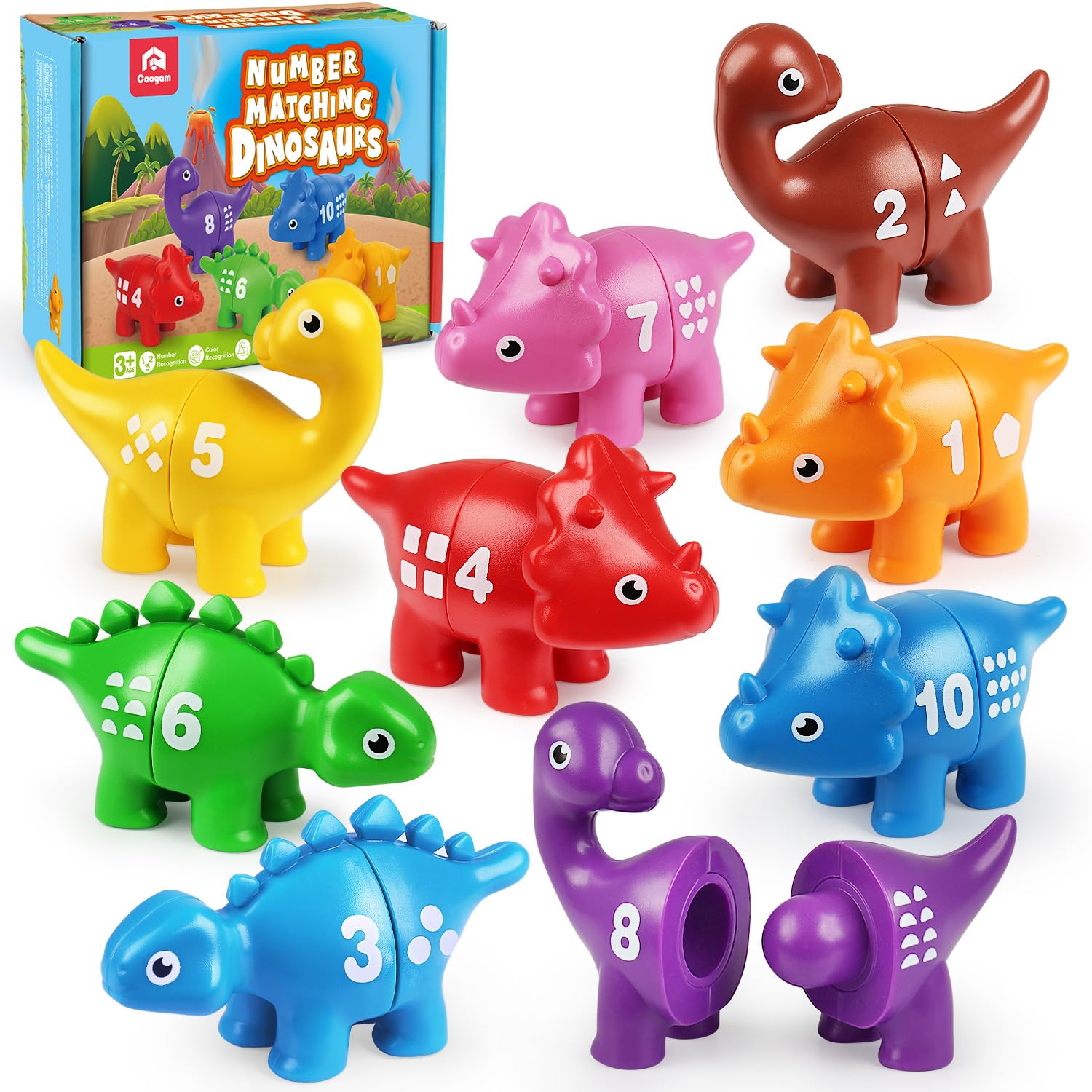 Foto 2 pulgar | Juego A Juego Con Números De Coogam, 10 Unidades, Dinosaurios De 2 A 4 Años - Venta Internacional.