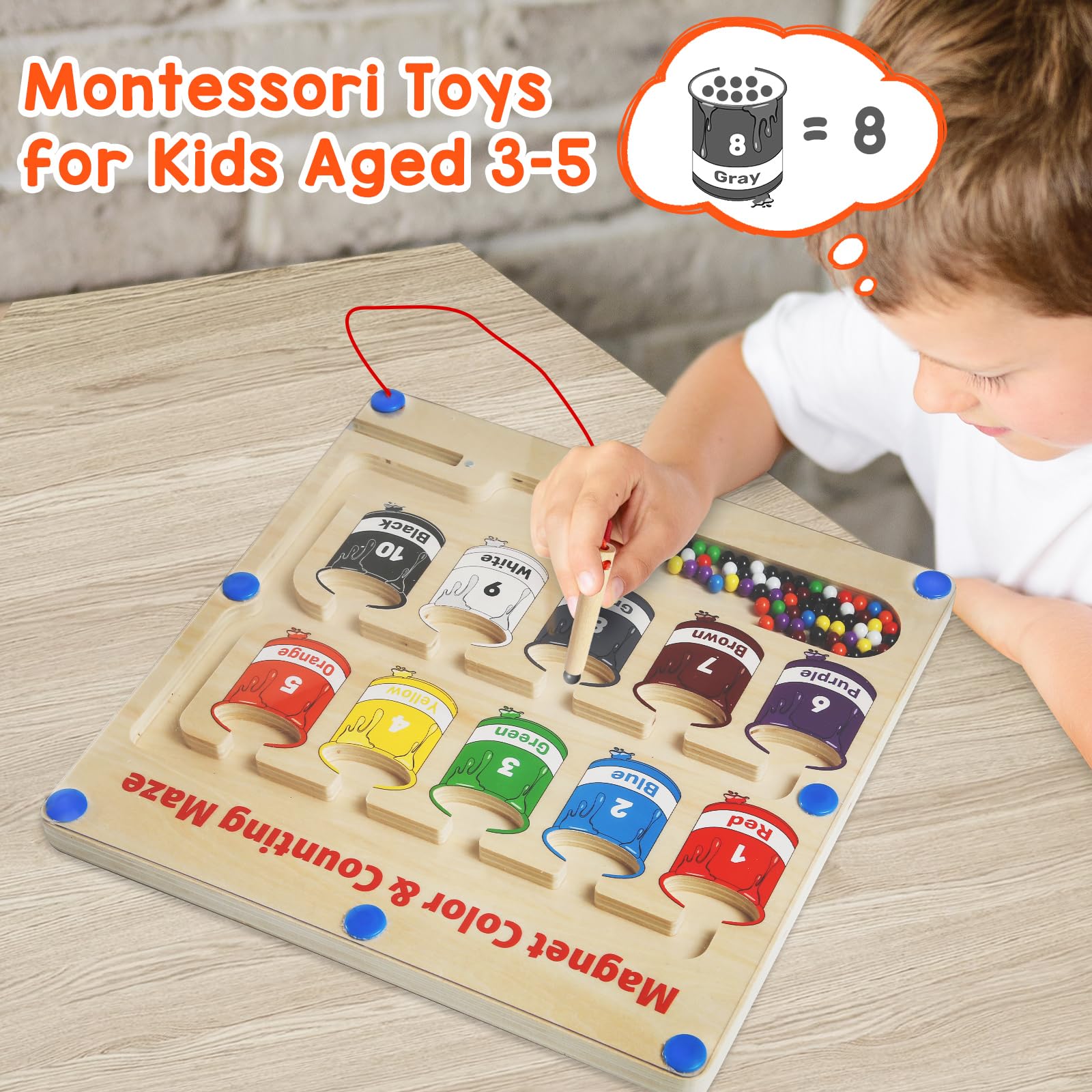 Foto 7 pulgar | Juguete Montessori Letapapa Con Laberinto Magnético De Colores Y Números Para Más De 3 Años - Venta Internacional.