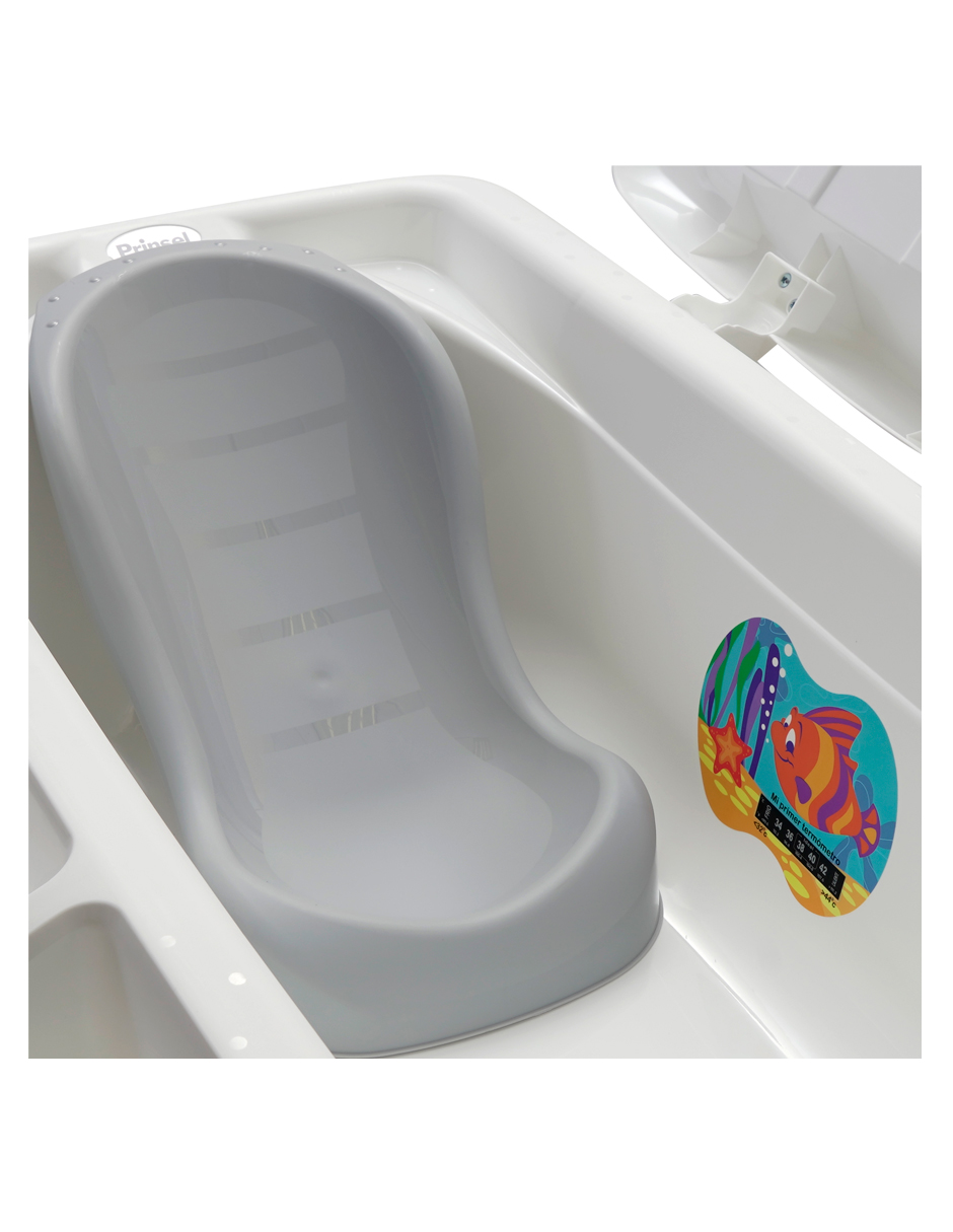 Foto 4 pulgar | Bañera Prinsel Onda color Blanco para Bebé con Base de Charola Cambiador Plegable