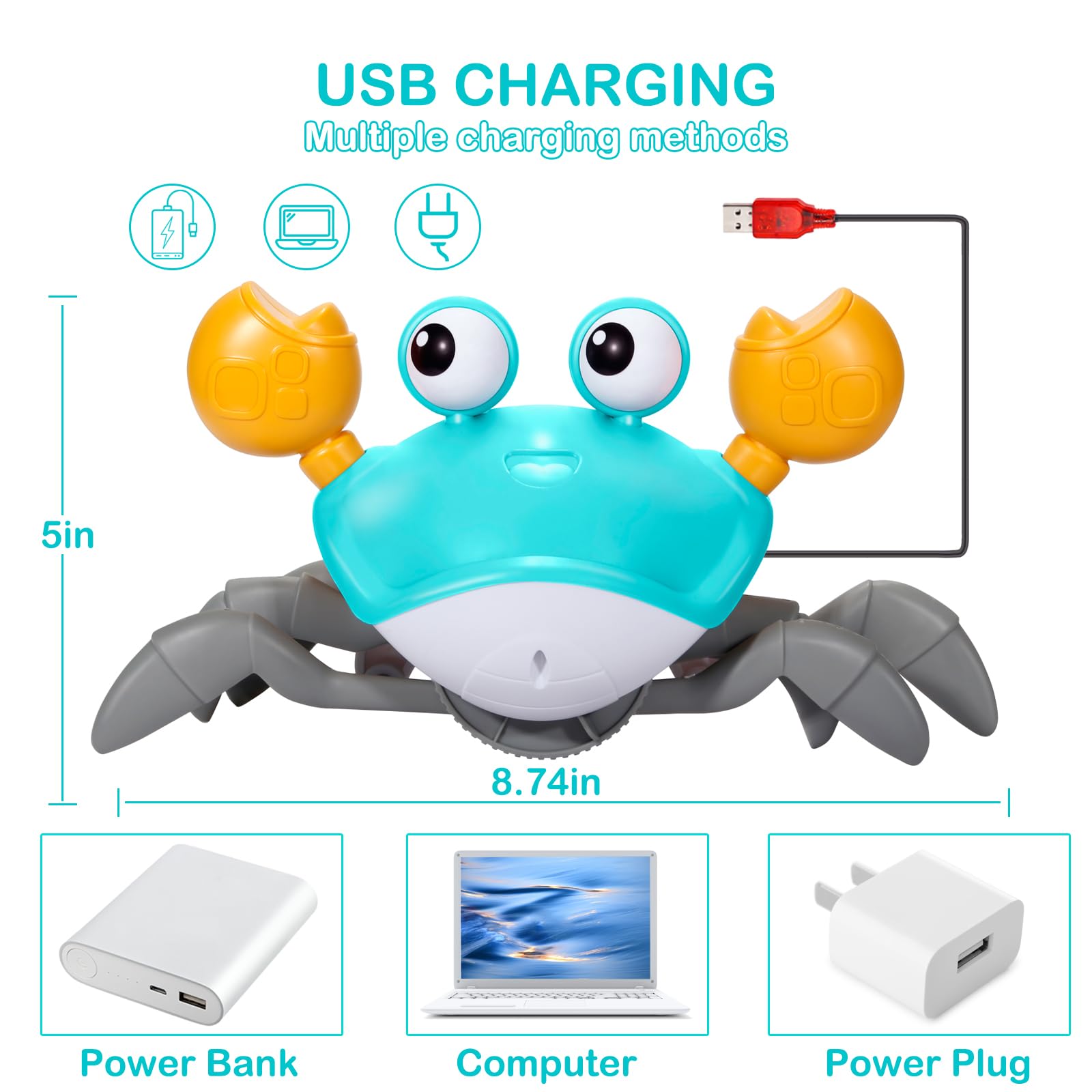 Foto 5 pulgar | Venta Internacional - Juguete Para Bebés Crawling Crab Wdqt Con Música Y Luz Led, De 0 A 4 Años