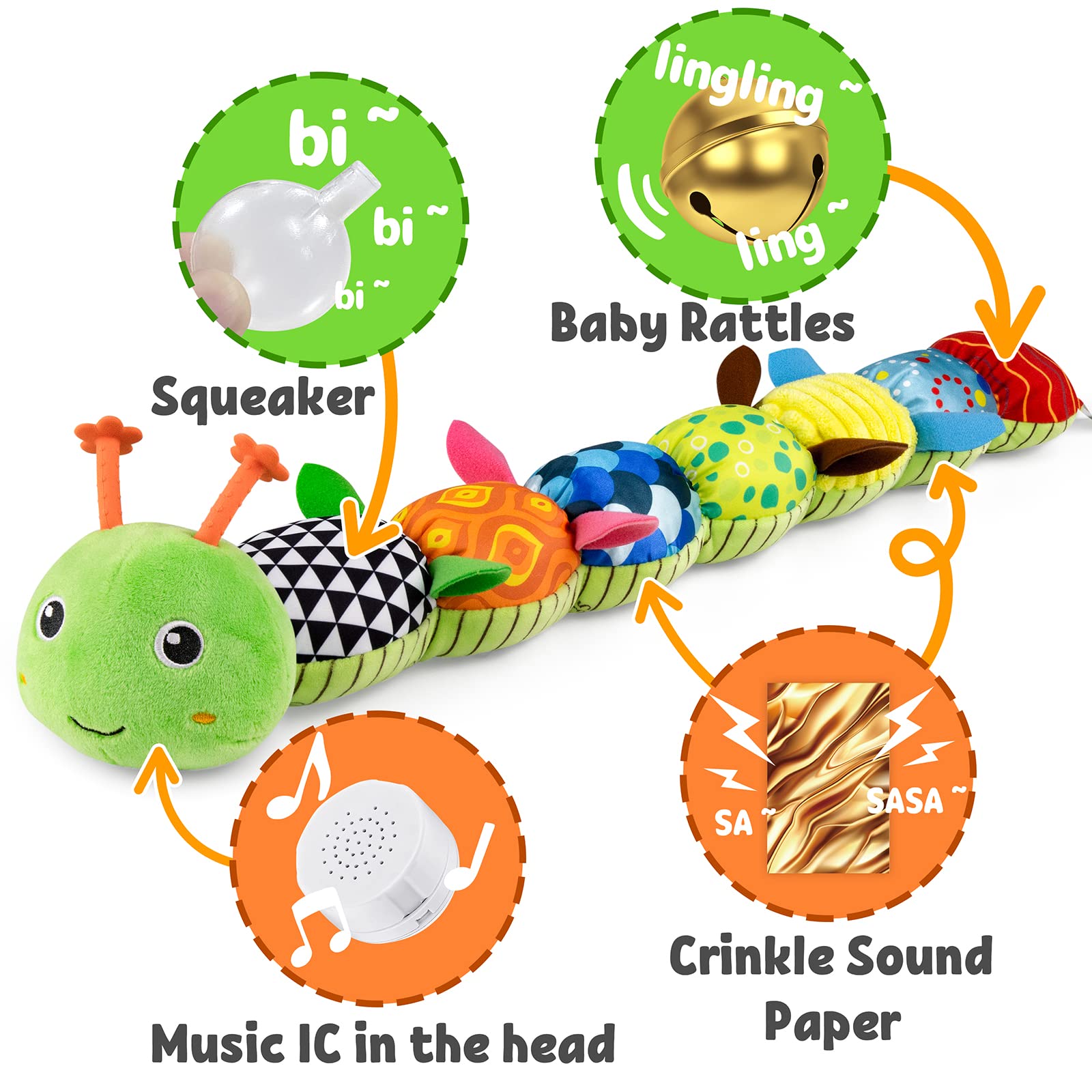 Foto 4 pulgar | Venta Internacional - Juguete Para Bebés Lightdesire Musical Caterpillar Con Sonajero Y Arrugas