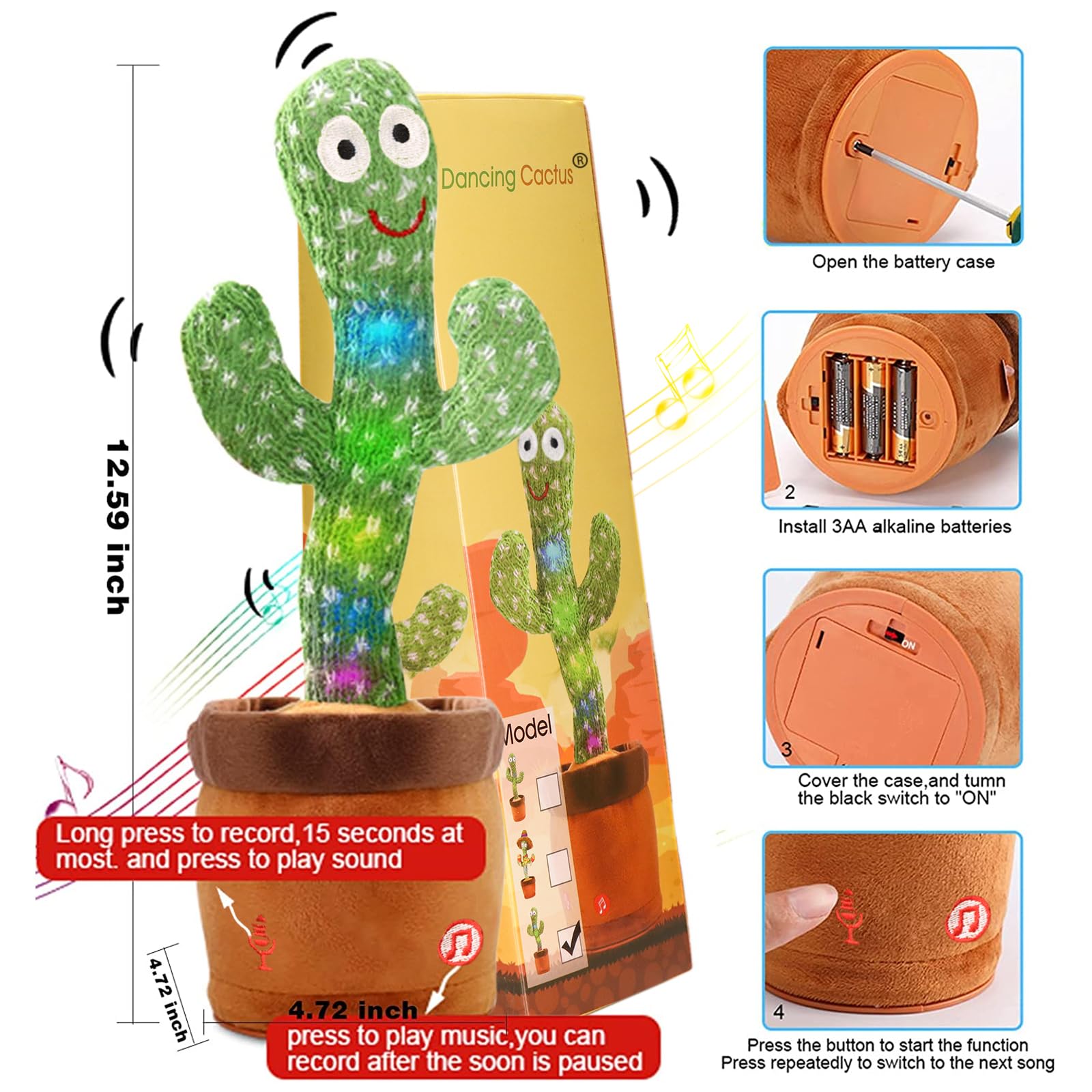 Foto 6 pulgar | Venta Internacional - Juguete Dancing Cactus Emoin De 6 A 12 Meses Con Grabación Y Canto
