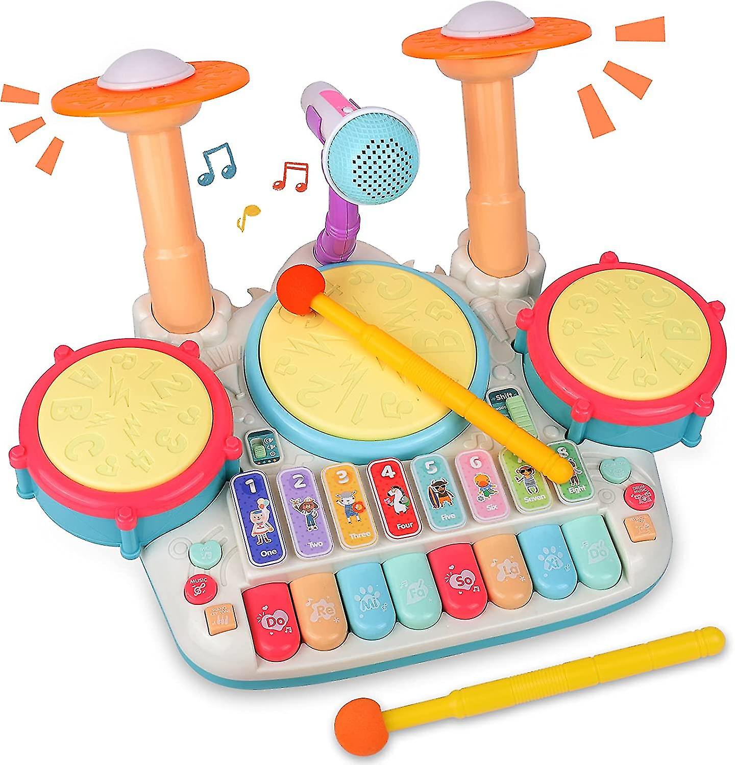 Foto 2 pulgar | Venta Internacional - Juego De Instrumentos Musicales Toy Baby 5 En 1 De Batería Y Piano