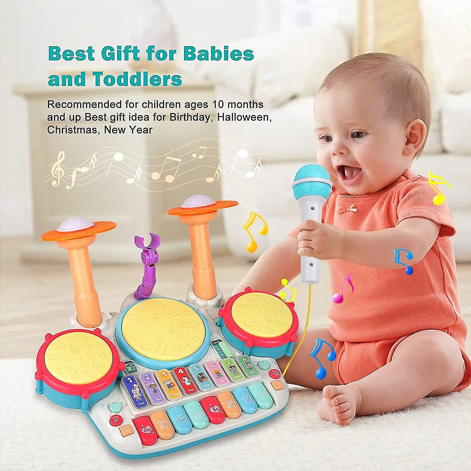 Foto 4 pulgar | Venta Internacional - Juego De Instrumentos Musicales Toy Baby 5 En 1 De Batería Y Piano