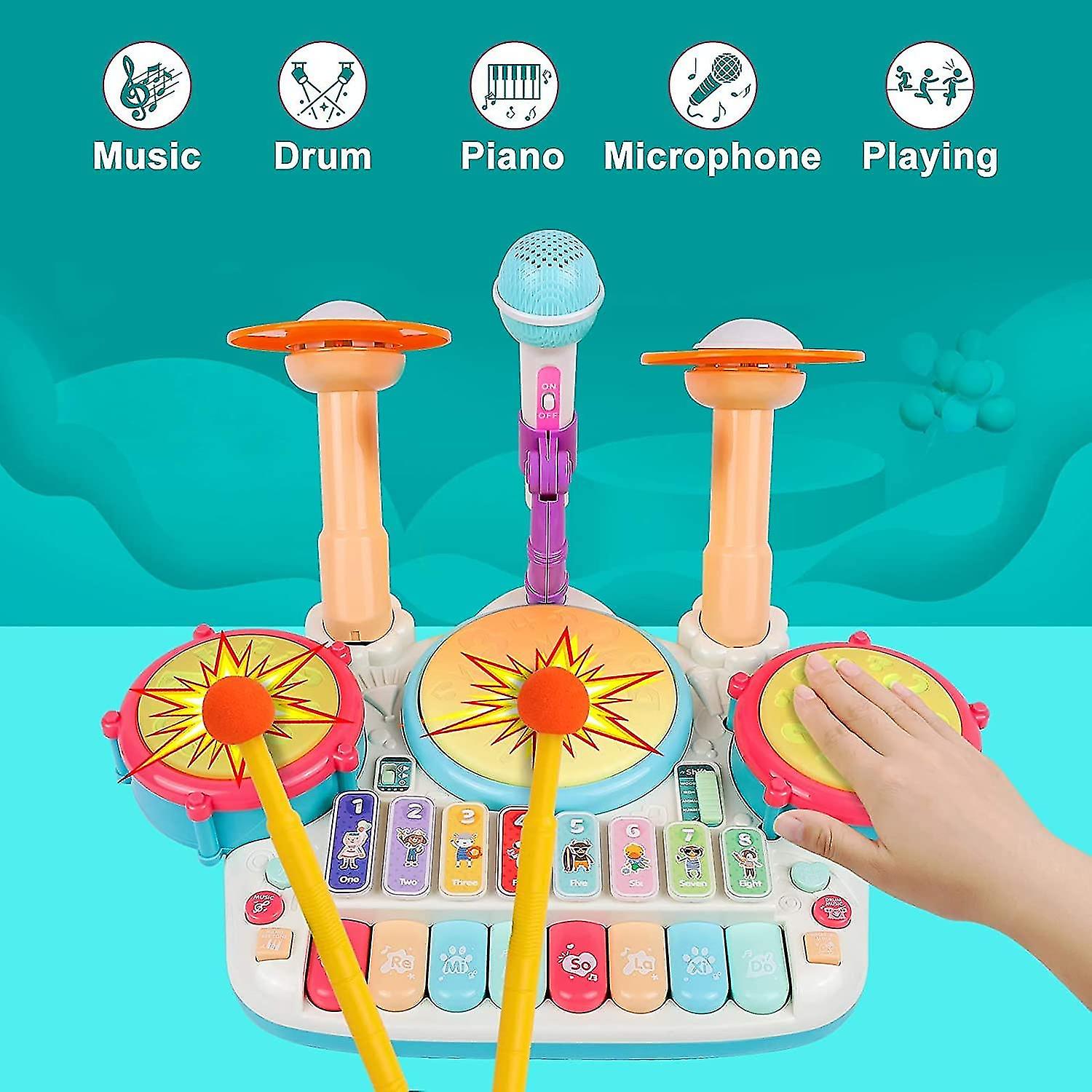 Foto 6 pulgar | Venta Internacional - Juego De Instrumentos Musicales Toy Baby 5 En 1 De Batería Y Piano