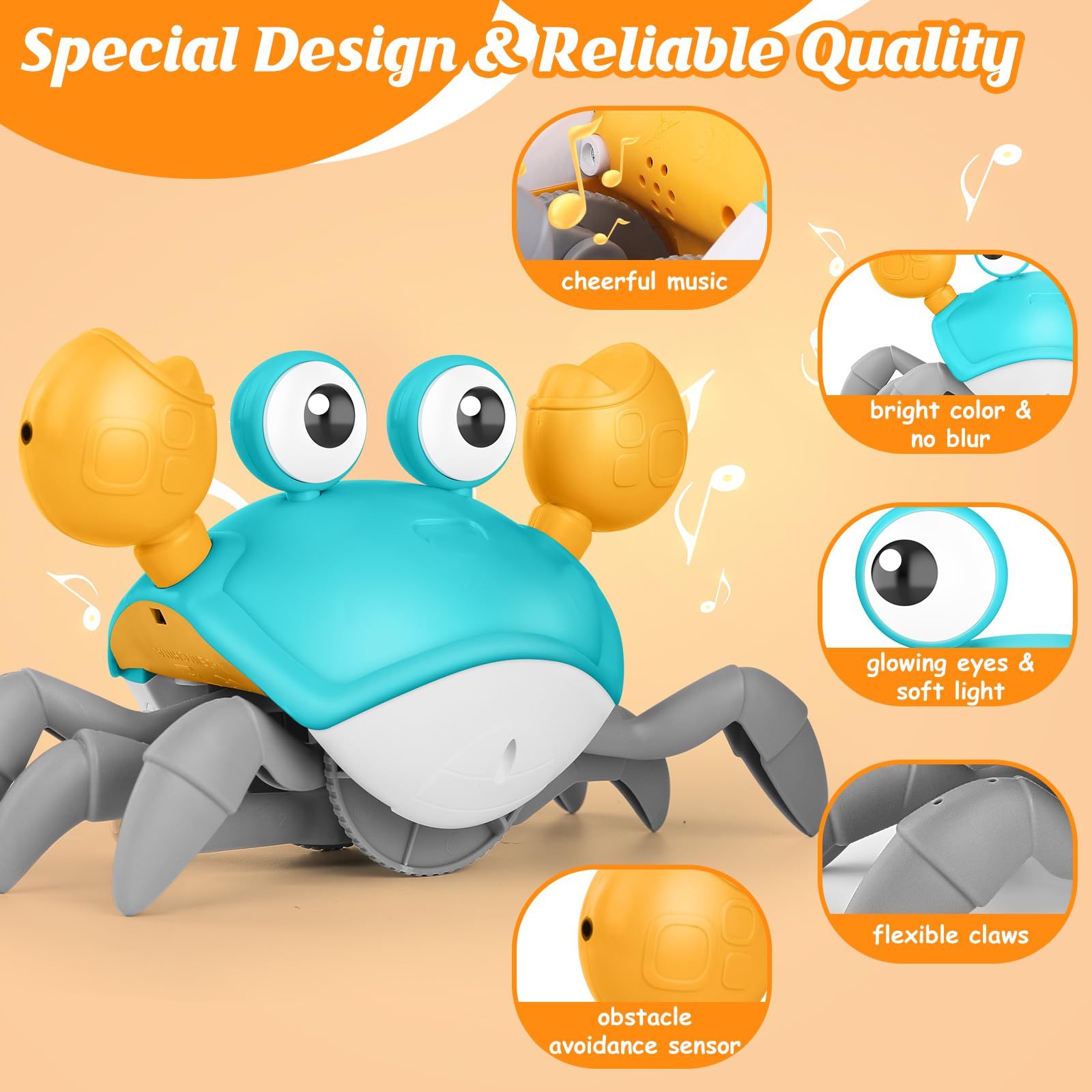 Foto 3 pulgar | Venta Internacional - Juguete Para Bebés Crawling Crab Kizjorya Tummy Time Con Música Y Luz-