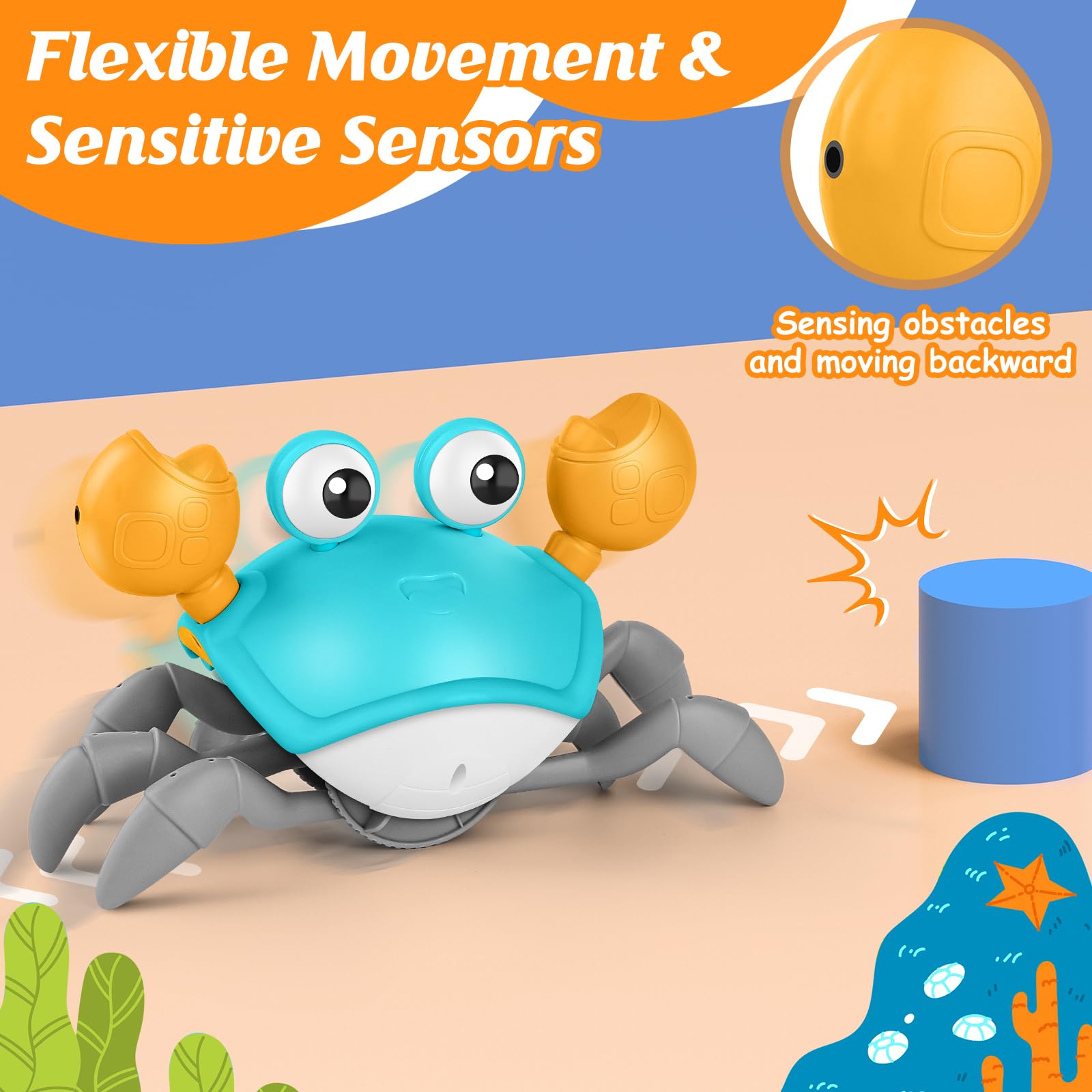 Foto 4 pulgar | Venta Internacional - Juguete Para Bebés Crawling Crab Kizjorya Tummy Time Con Música Y Luz-