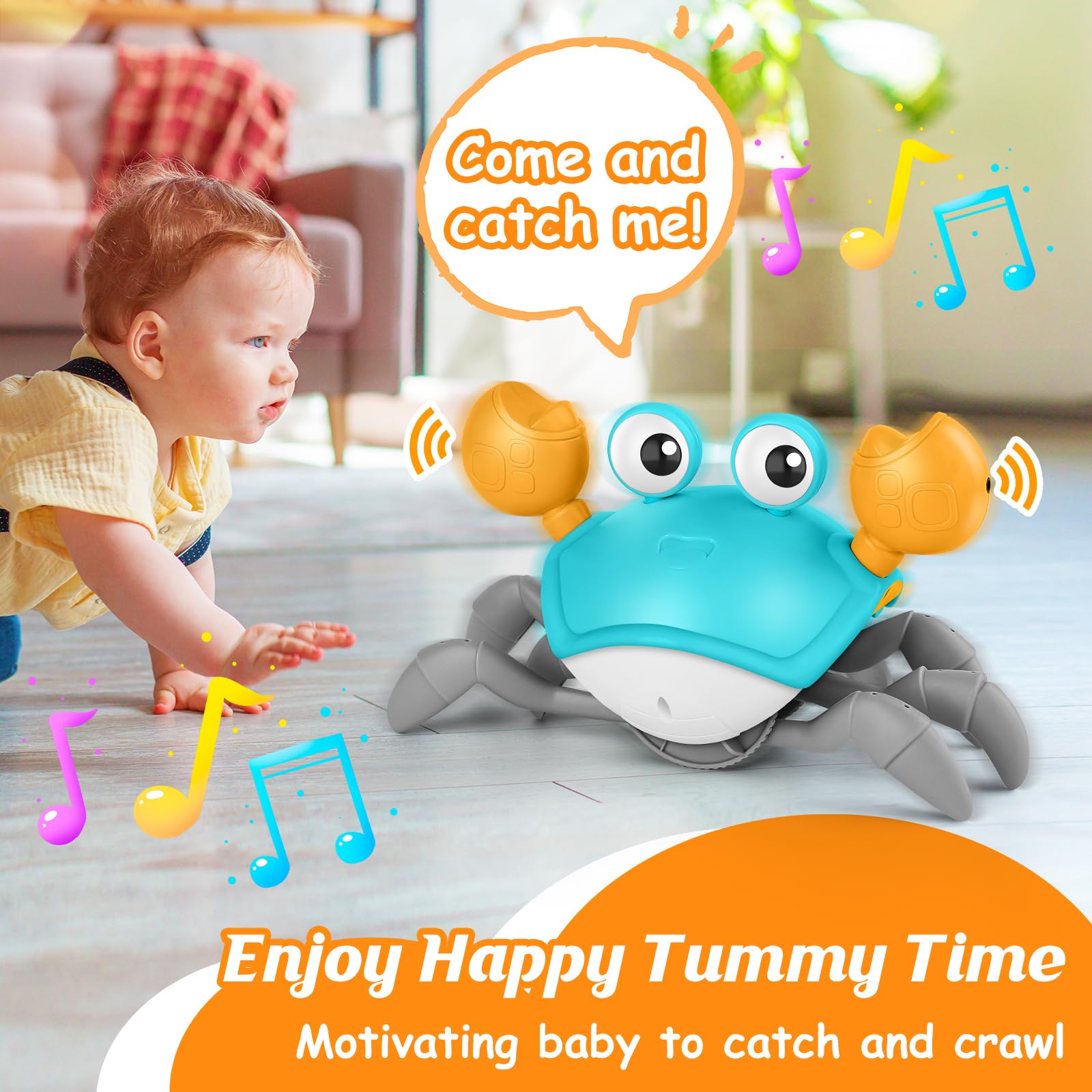 Foto 6 pulgar | Venta Internacional - Juguete Para Bebés Crawling Crab Kizjorya Tummy Time Con Música Y Luz-