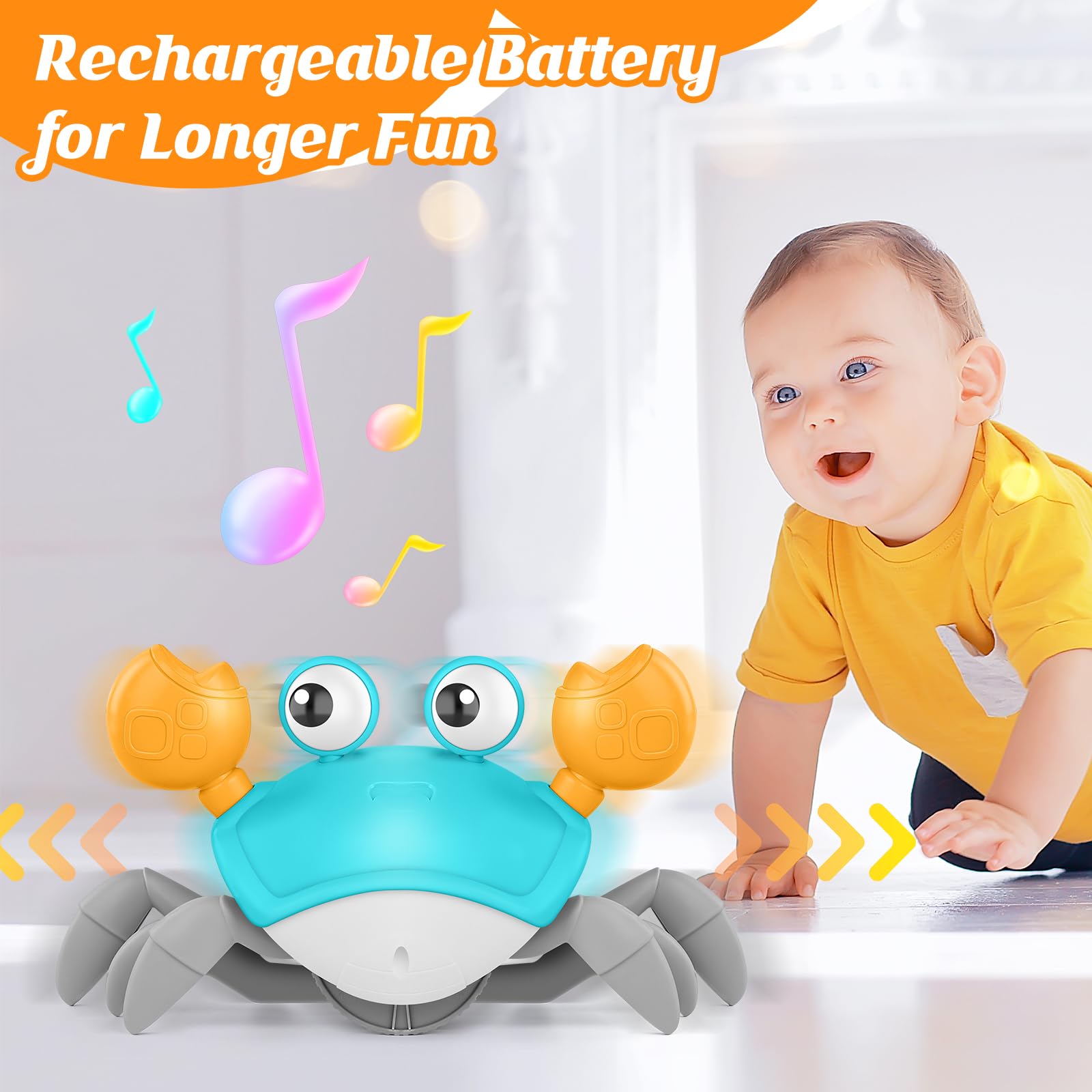 Foto 7 pulgar | Venta Internacional - Juguete Para Bebés Crawling Crab Kizjorya Tummy Time Con Música Y Luz-