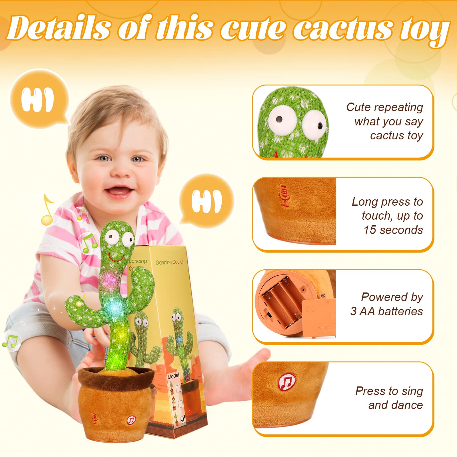 Foto 5 pulgar | Venta Internacional - Juguete Para Bebés Dancing Cactus Milegi Para 6 A 12 Meses Con Sound & Li