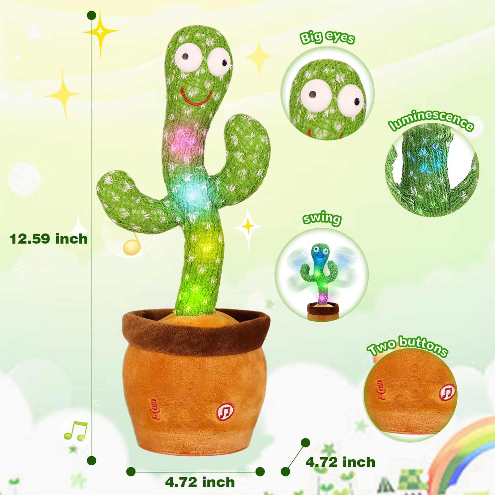 Foto 6 pulgar | Venta Internacional - Juguete Para Bebés Dancing Cactus Milegi Para 6 A 12 Meses Con Sound & Li