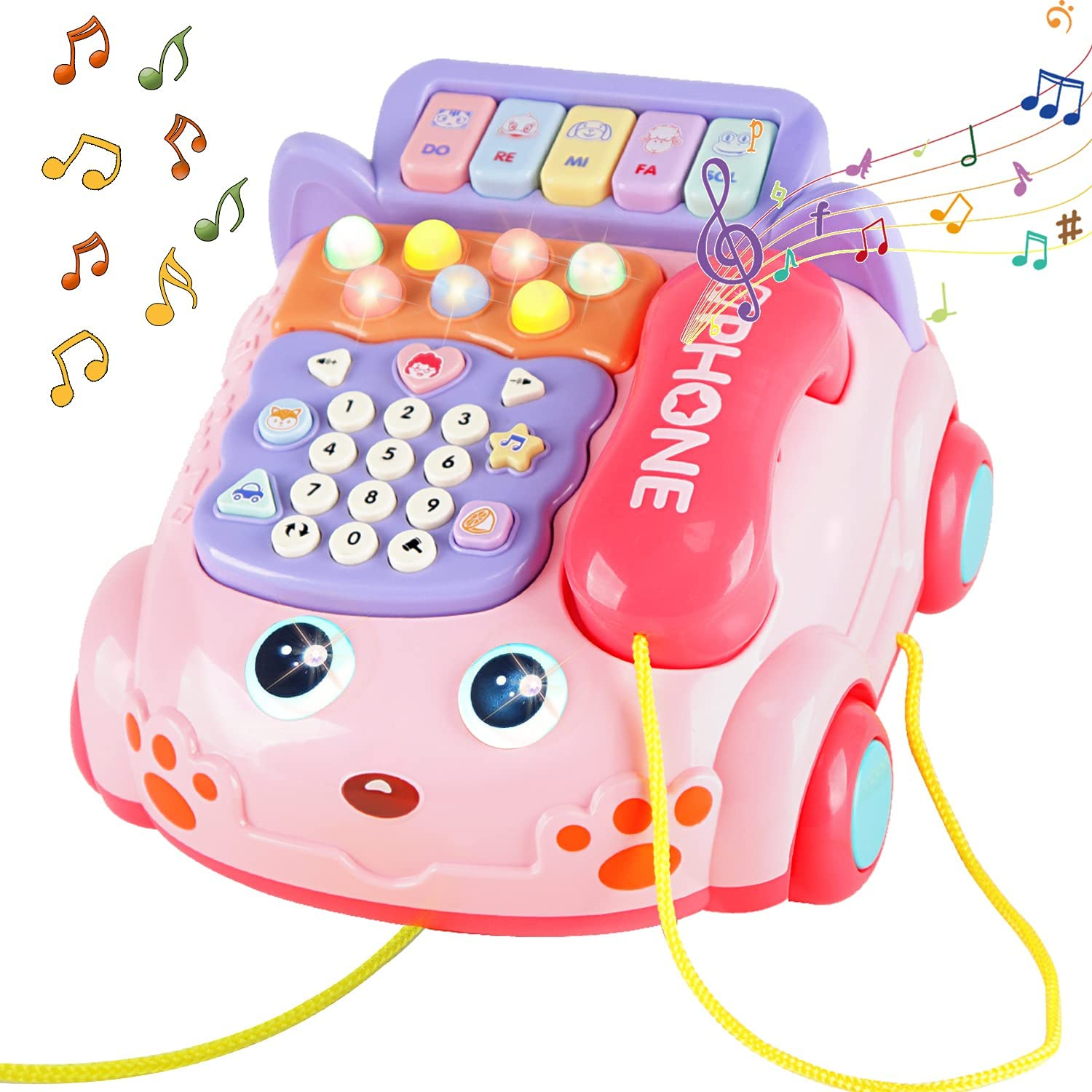 Foto 1 | Teléfono Para Bebé Kimery Cartoon Baby Piano Music, Rosa Claro - Venta Internacional.