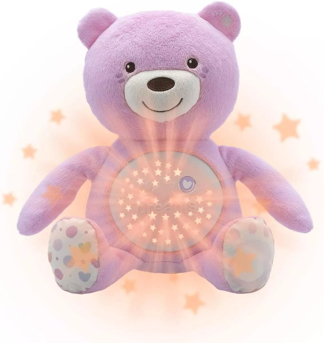 Oso De Peluche Bebé Proyector Luz Chicco Musical Rosa