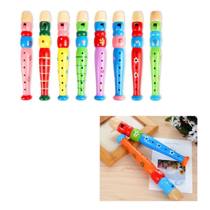Foto 5 pulgar | Set Musical De Madera De Juguete Para Niños Con Flauta, Tambor Y Sonajeros - Venta Internacional.