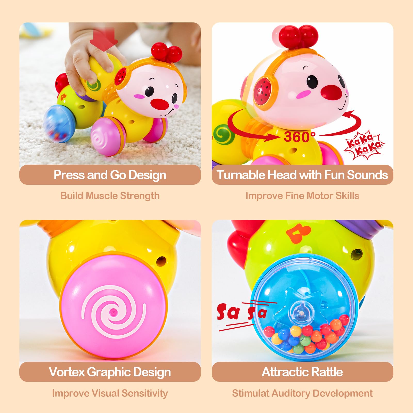 Foto 3 | Baby Toy Cubicfun Musical Light Up Press And Go de 6 A 12 Meses - Venta Internacional