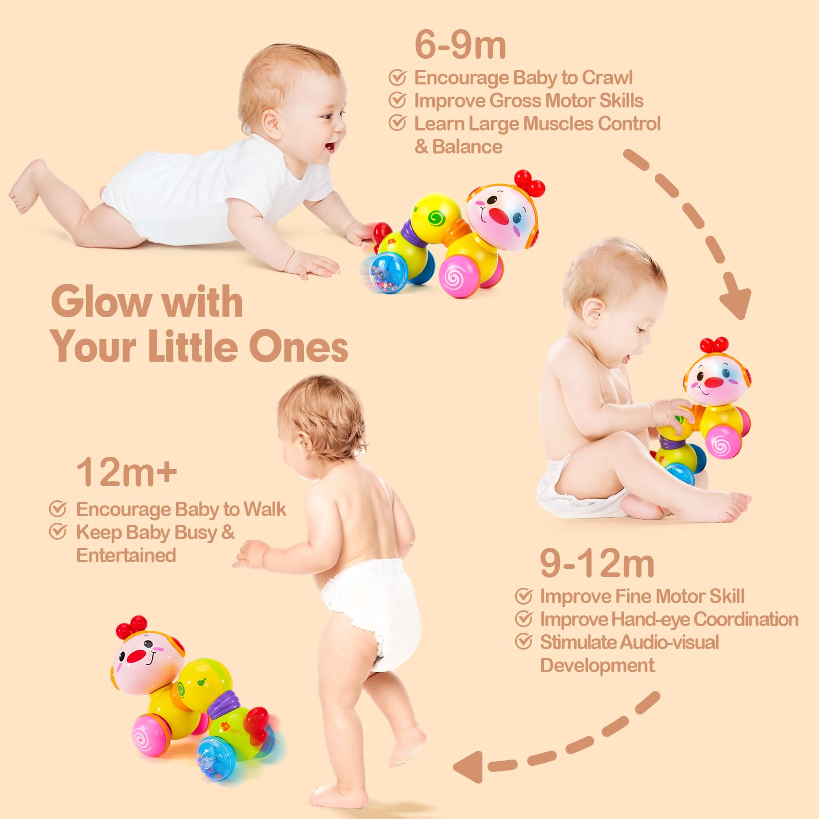 Foto 5 | Baby Toy Cubicfun Musical Light Up Press And Go de 6 A 12 Meses - Venta Internacional