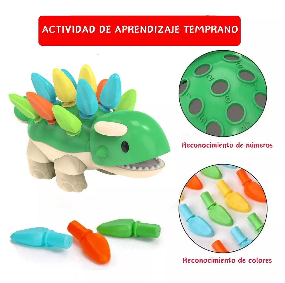 Foto 3 pulgar | Juguetes Dinosaurios Didácticos Montessori Verde Regalo para Niños