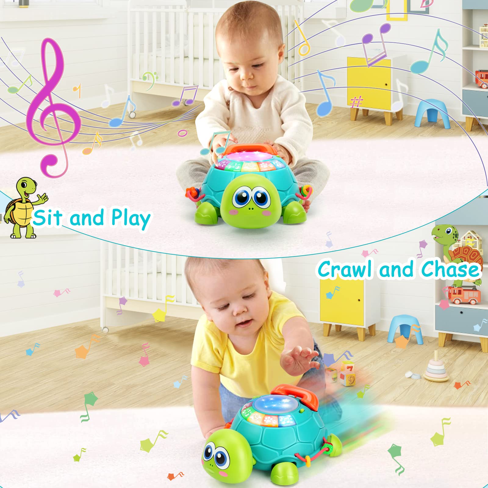 Foto 3 pulgar | Juguete Musical Turtle Para Bebés Bqu De 6 A 12 Meses Con Luz Y Sonido - Venta Internacional.