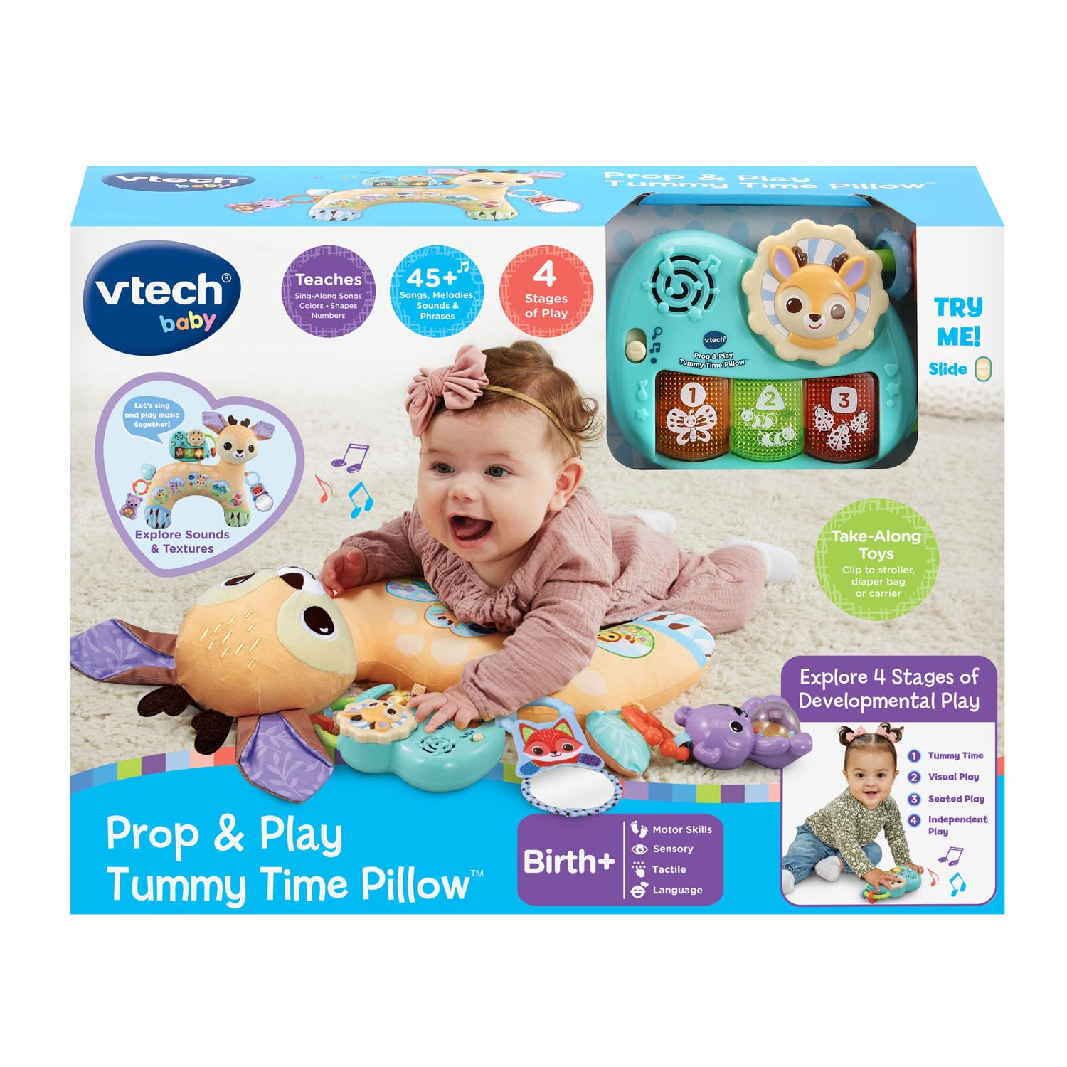 Foto 7 pulgar | Almohada Tummy Time Vtech Baby Prop And Play Con Piano Interactivo - Venta Internacional.