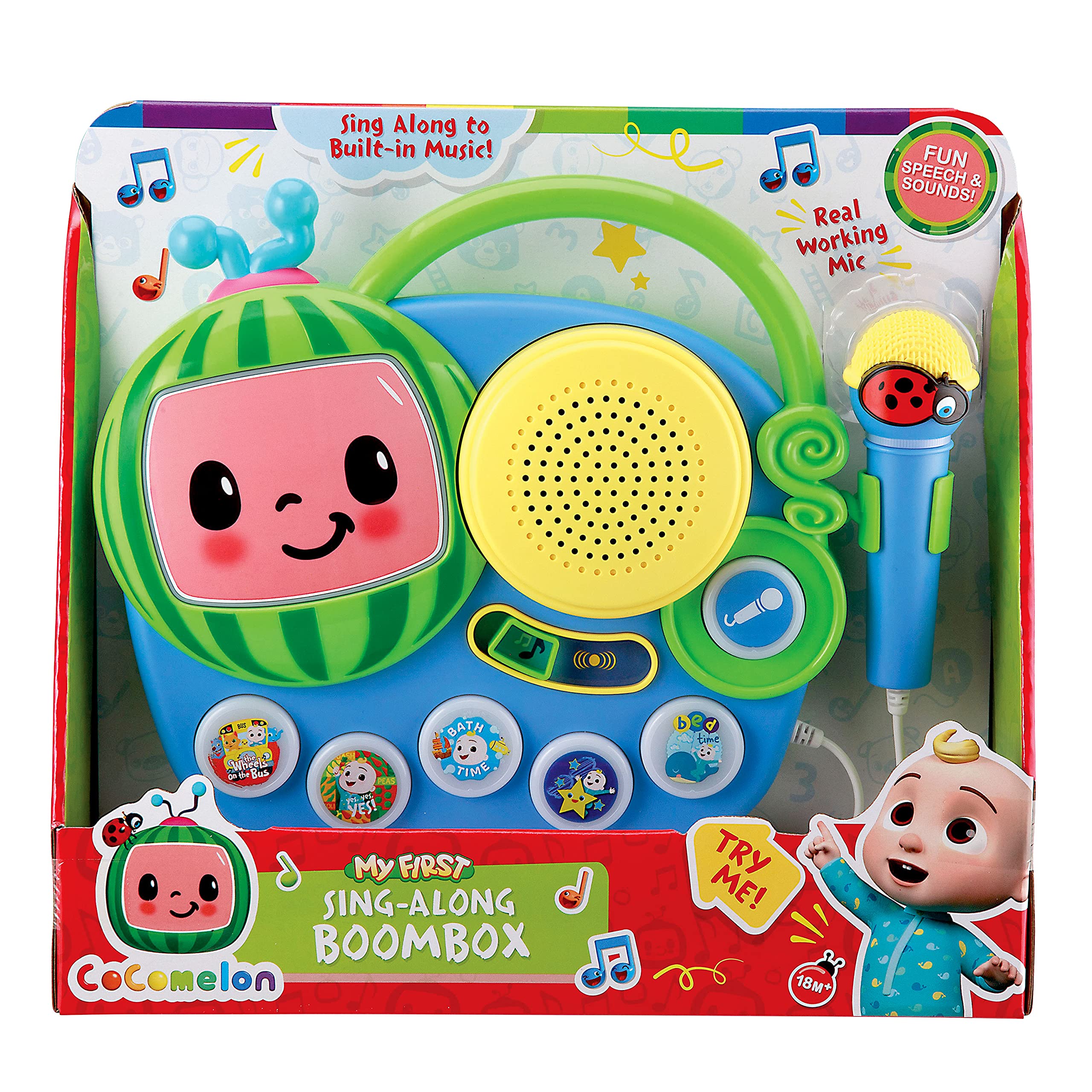 Foto 8 pulgar | Boombox Cocomelon con Micrófono Luces parpadeantes y Música Integrada - Venta Internacional
