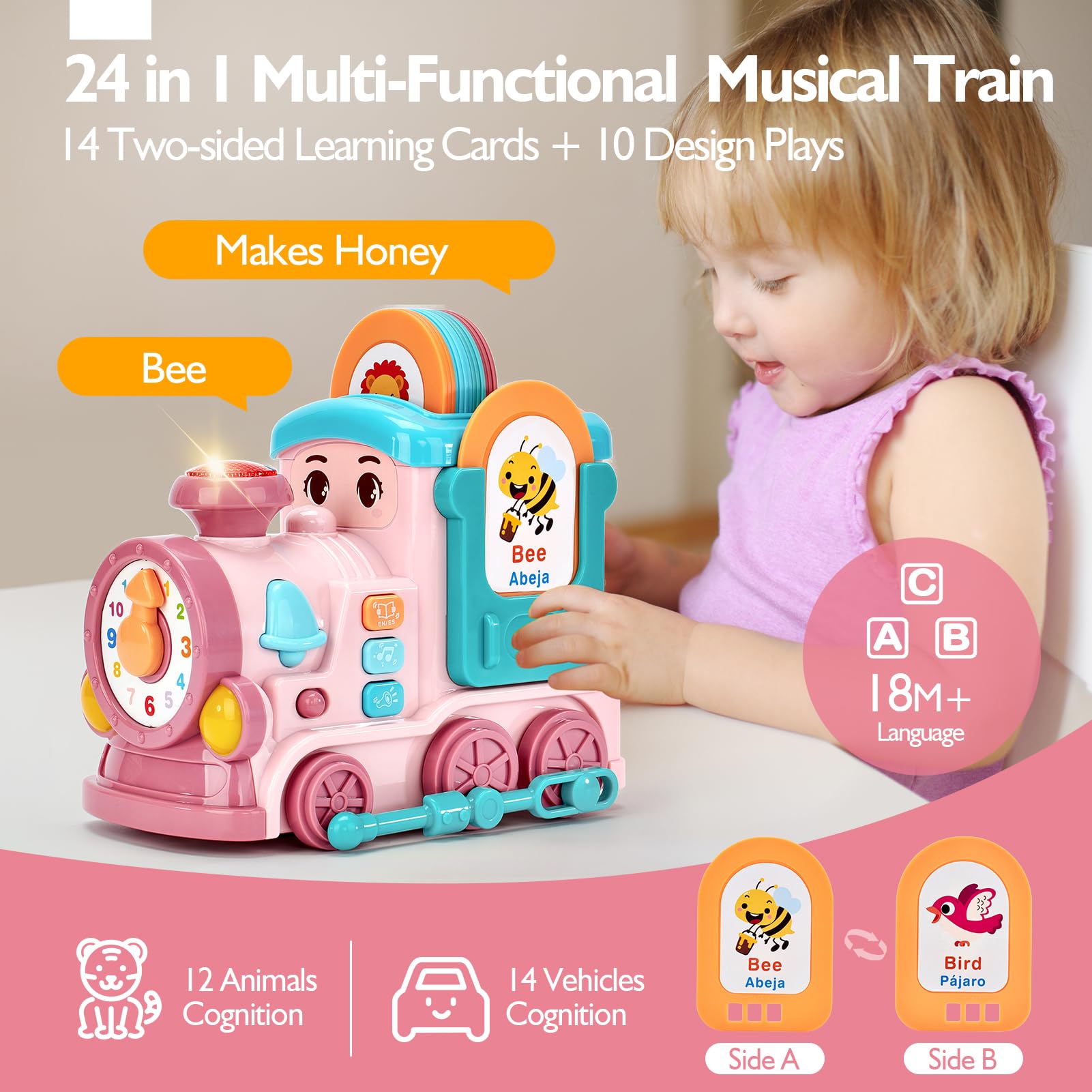Foto 3 pulgar | Musical Train Hahaland 24 En 1 Con Tarjetas Didácticas Parlantes Para Niñas De 1 A 4 Años - Venta Internacional.