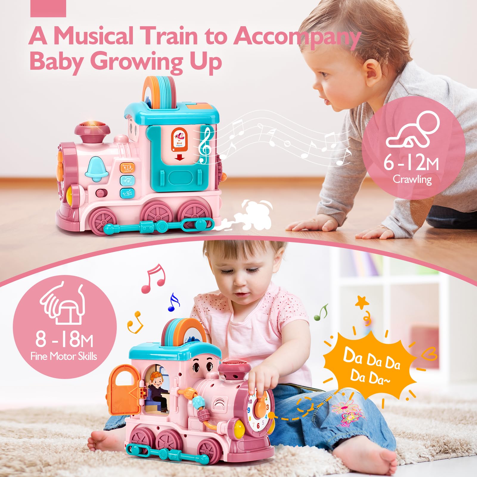 Foto 4 pulgar | Musical Train Hahaland 24 En 1 Con Tarjetas Didácticas Parlantes Para Niñas De 1 A 4 Años - Venta Internacional.