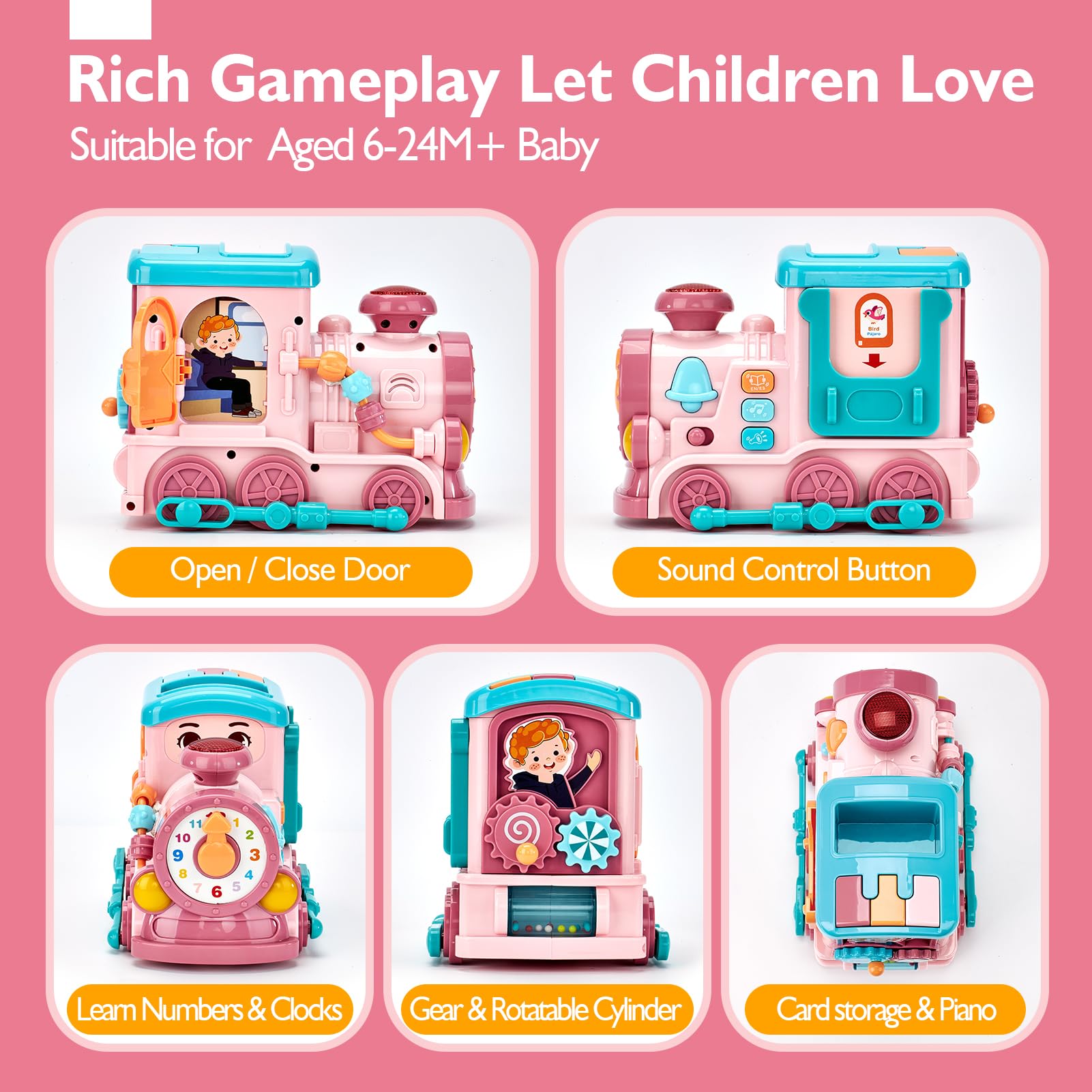 Foto 7 pulgar | Musical Train Hahaland 24 En 1 Con Tarjetas Didácticas Parlantes Para Niñas De 1 A 4 Años - Venta Internacional.