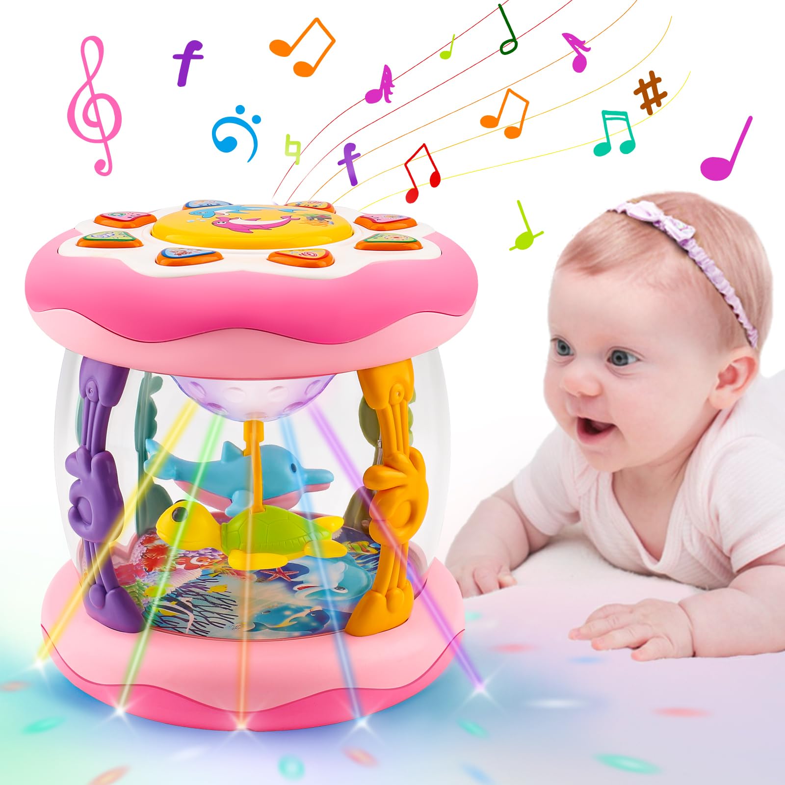 Foto 2 pulgar | Proyector Musical Light Up Ocean De Juguete Tsomtto Para Bebés De 1 A 3 Años - Venta Internacional.
