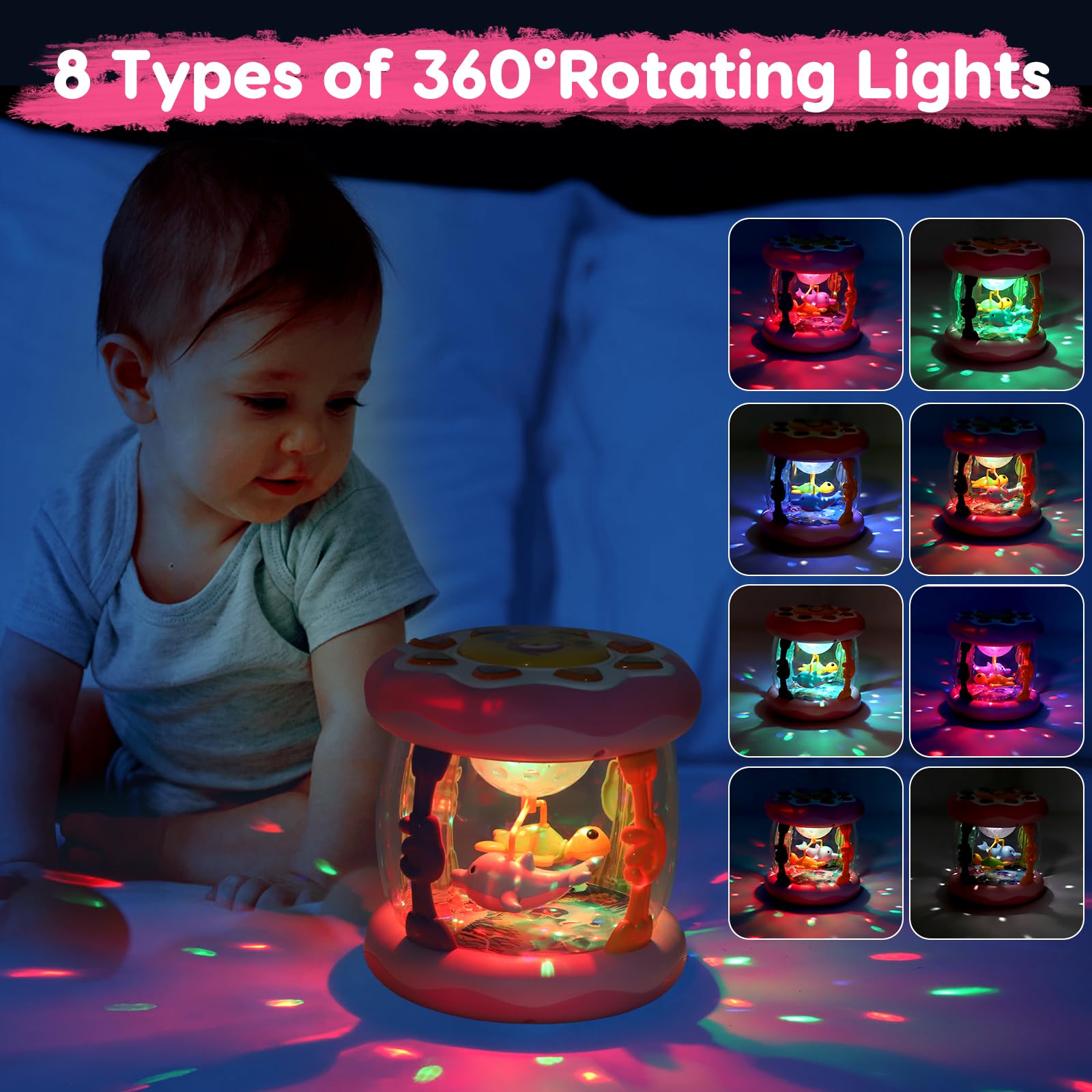 Foto 6 pulgar | Proyector Musical Light Up Ocean De Juguete Tsomtto Para Bebés De 1 A 3 Años - Venta Internacional.