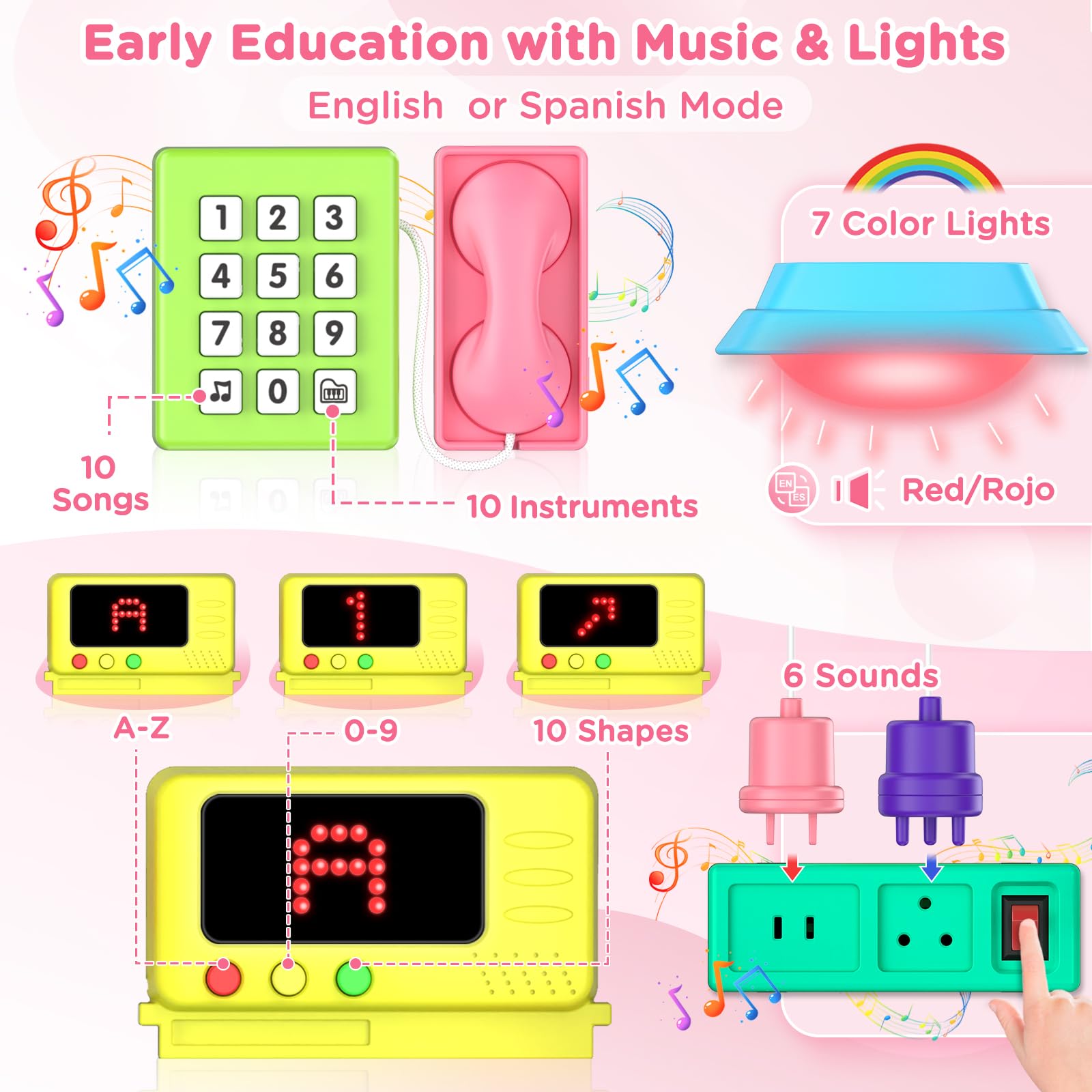 Foto 5 pulgar | Montessori Busy Board Bqu Para Niña Y Niño De Más De 1 Año Con Sonido - Venta Internacional.