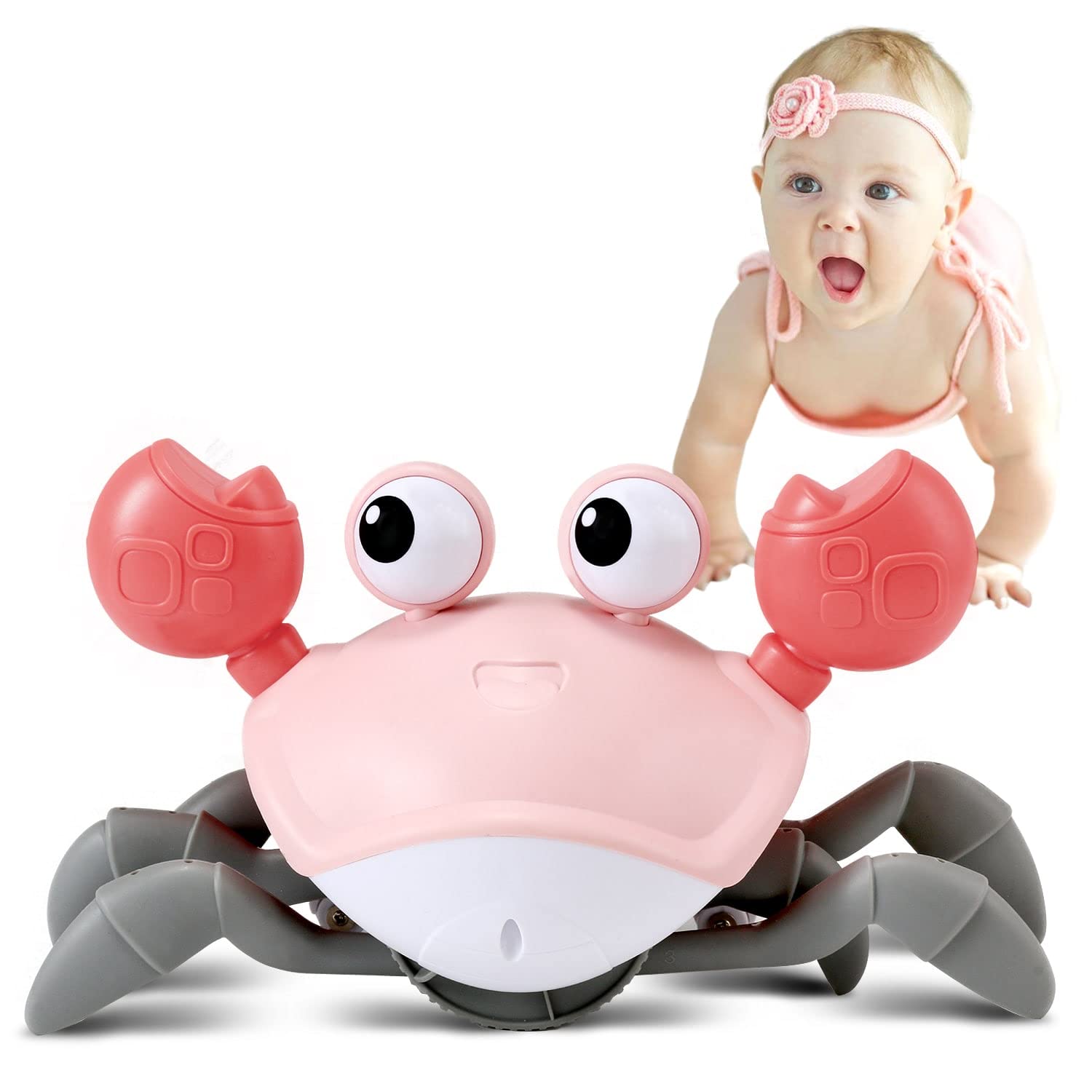 Foto 2 pulgar | Toy Crawling Crab Tummy Time Para Niñas De 0 A 12 Meses, Color Rosa - Venta Internacional.