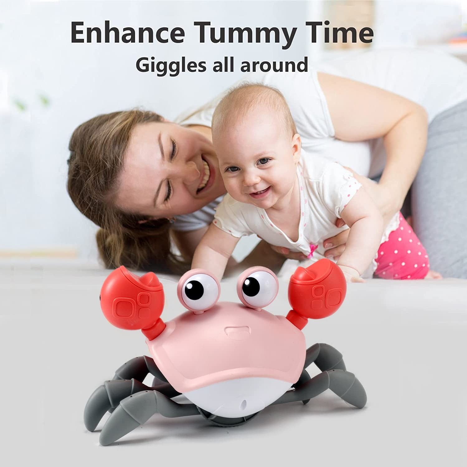 Foto 5 pulgar | Toy Crawling Crab Tummy Time Para Niñas De 0 A 12 Meses, Color Rosa - Venta Internacional.