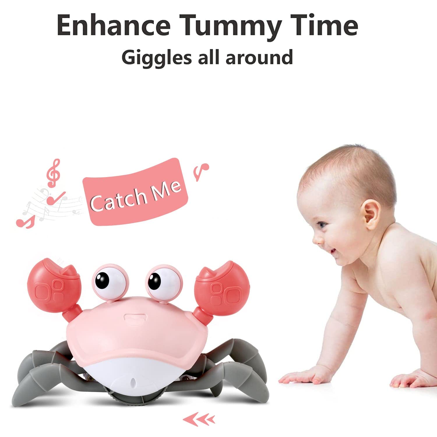 Foto 6 pulgar | Toy Crawling Crab Tummy Time Para Niñas De 0 A 12 Meses, Color Rosa - Venta Internacional.