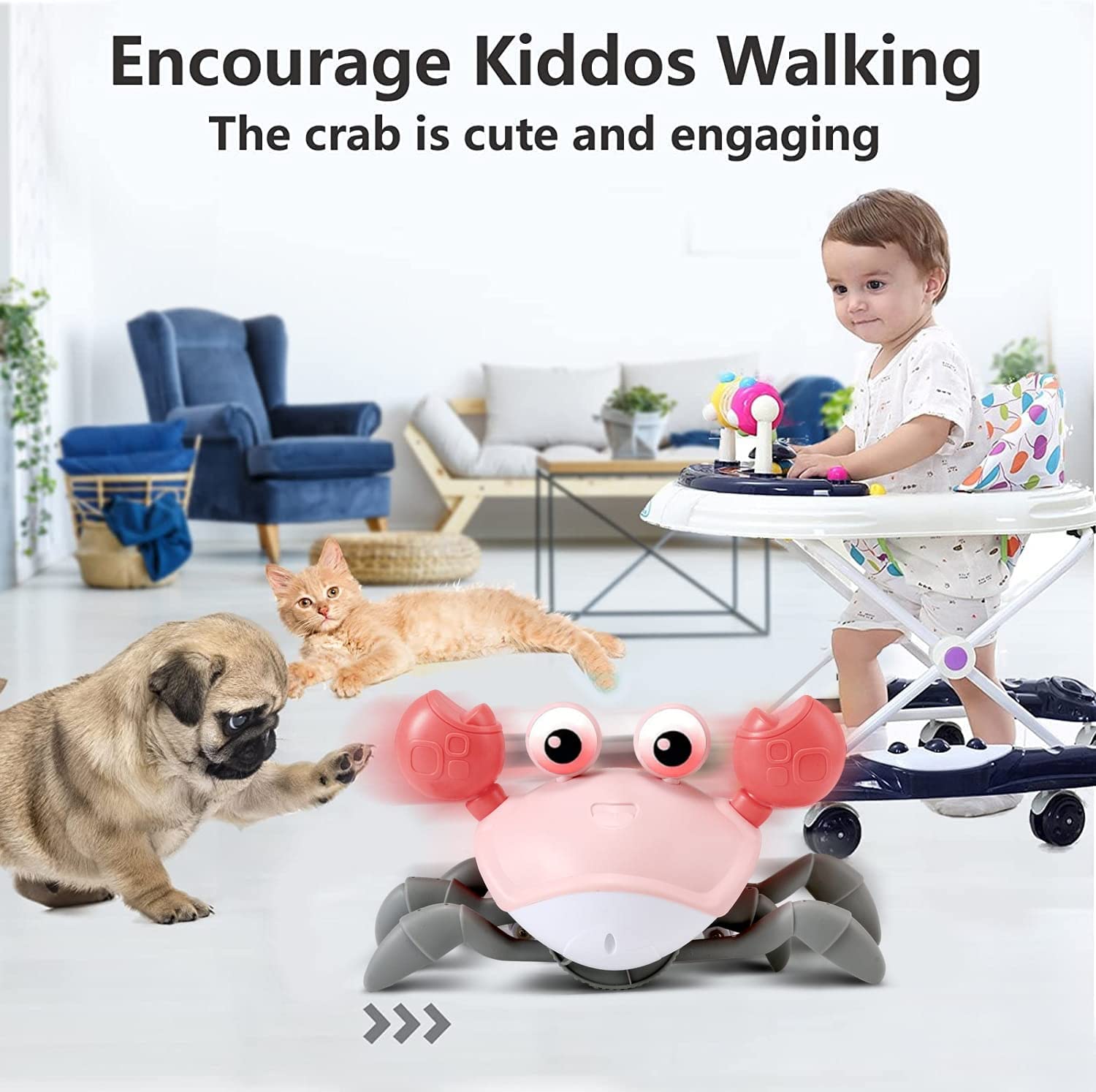 Foto 7 pulgar | Toy Crawling Crab Tummy Time Para Niñas De 0 A 12 Meses, Color Rosa - Venta Internacional.
