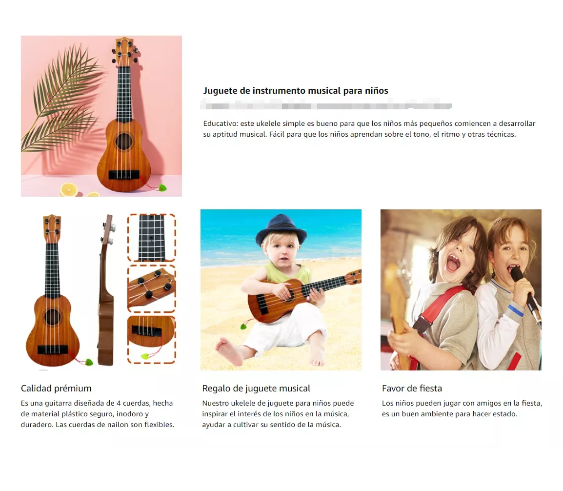 Foto 4 pulgar | Guitarra Instrumento Musical De Juguete Pequeño, Naranja