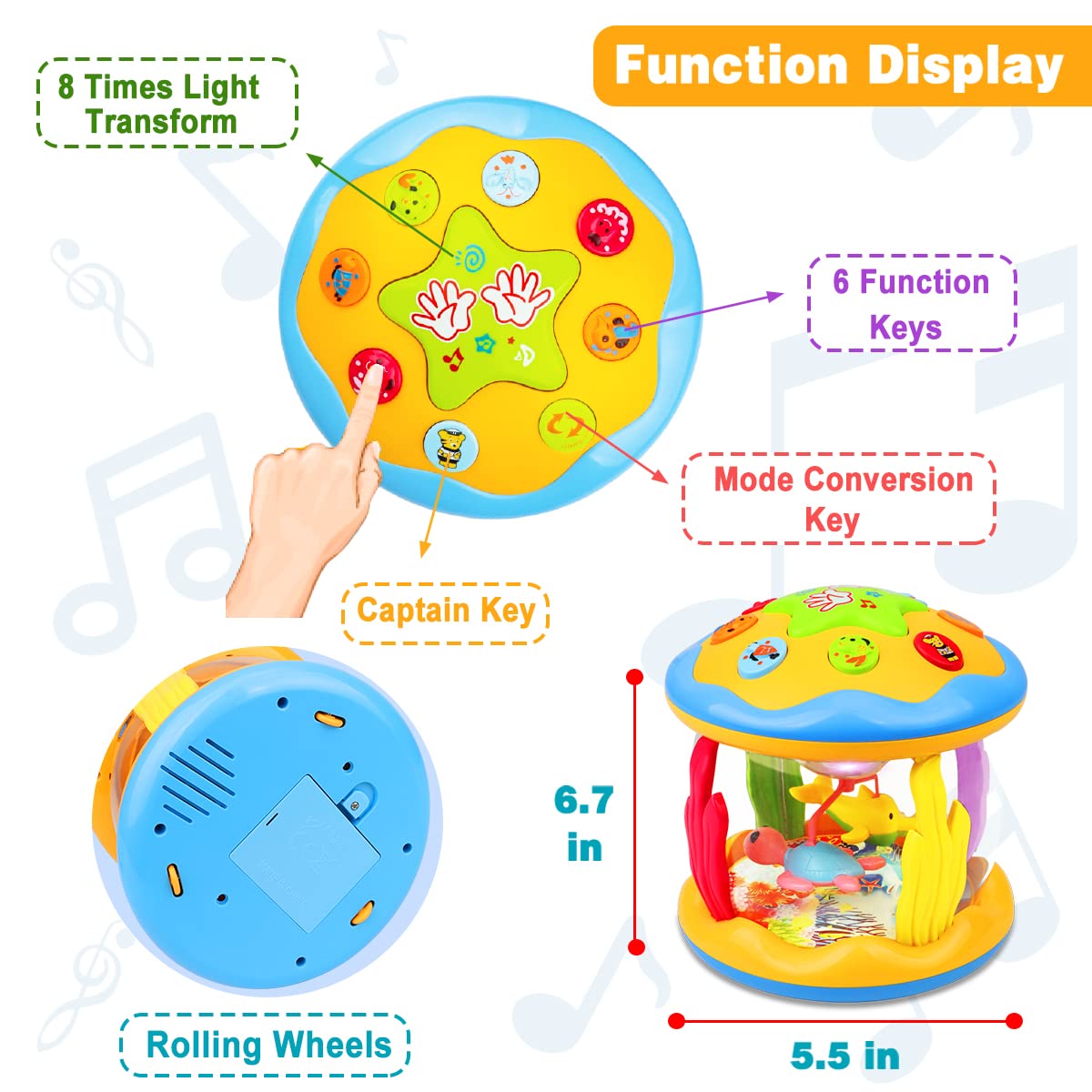 Foto 2 | Juguete Para Bebés Aboosam Musical Learning De 6 A 18 Meses Con Luz Giratoria - Venta Internacional.
