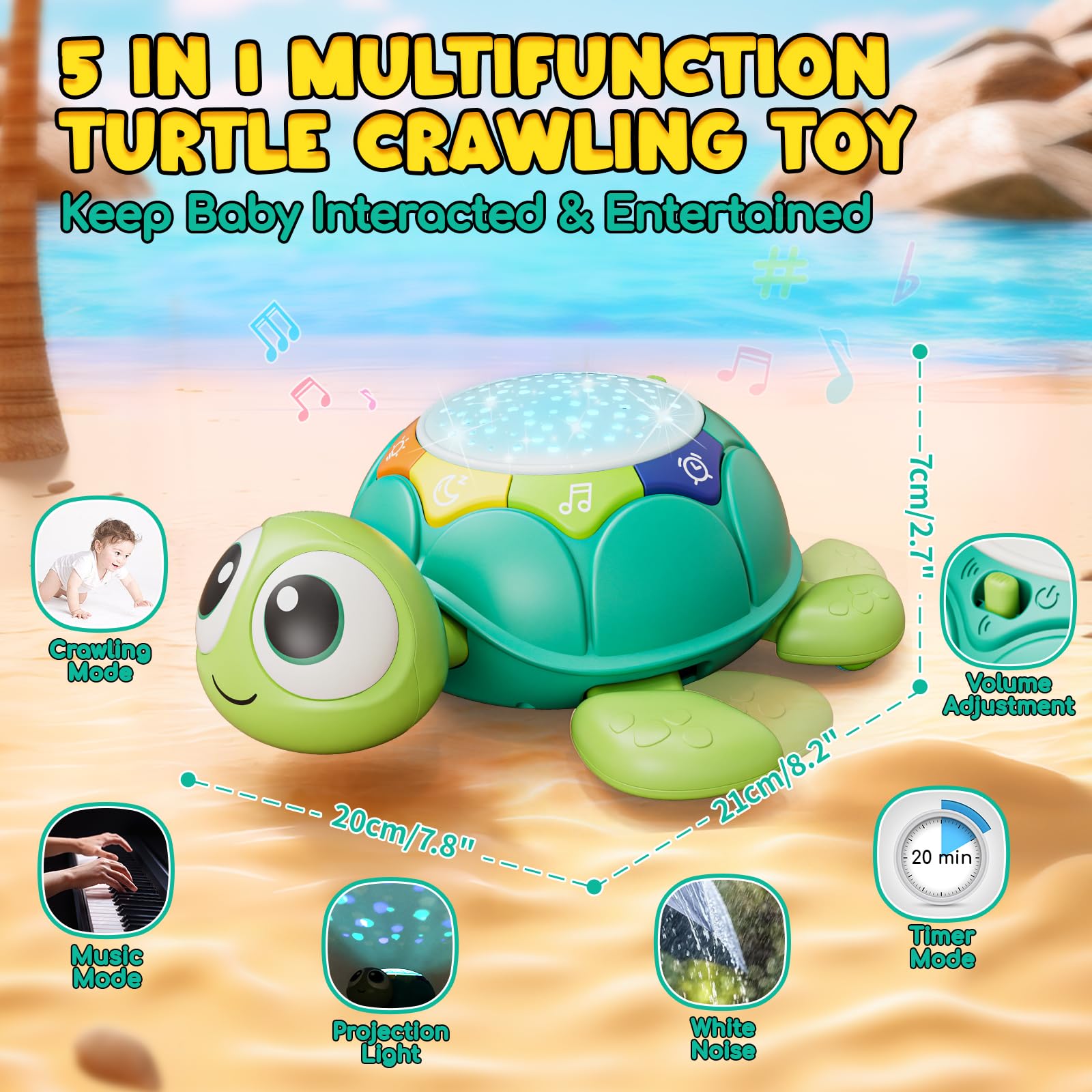 Foto 2 | Juguete Para Gatear Lehoo Castle Turtle Con Luz Y Sonido De 6 A 18 Meses - Venta Internacional.