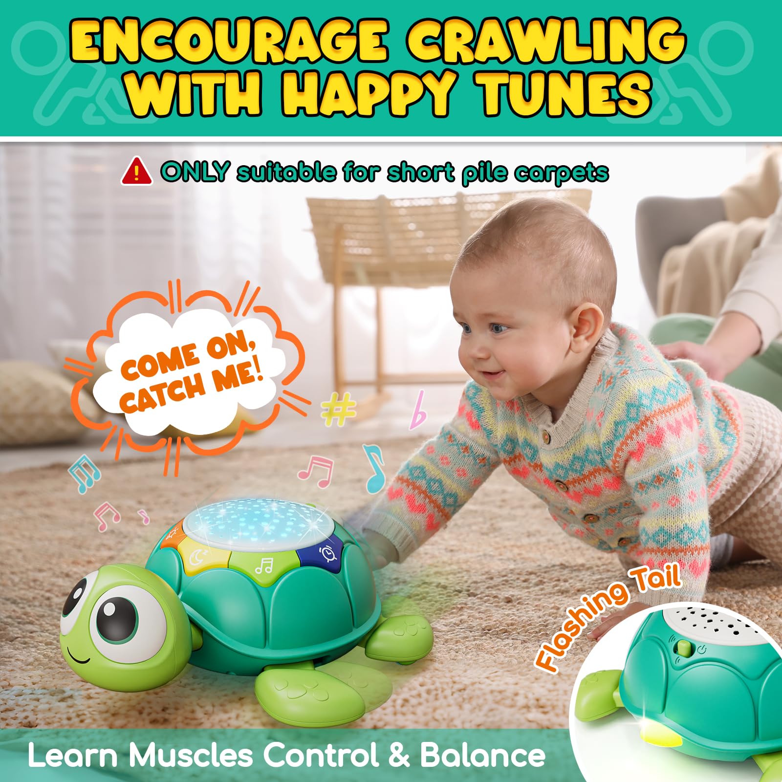 Foto 3 | Juguete Para Gatear Lehoo Castle Turtle Con Luz Y Sonido De 6 A 18 Meses - Venta Internacional.