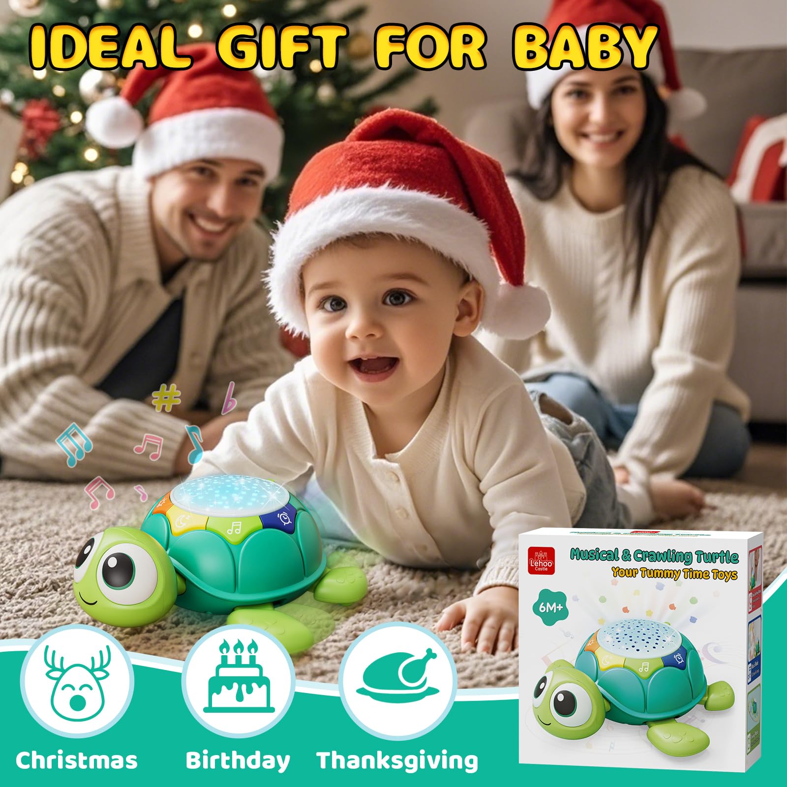 Foto 6 | Juguete Para Gatear Lehoo Castle Turtle Con Luz Y Sonido De 6 A 18 Meses - Venta Internacional.