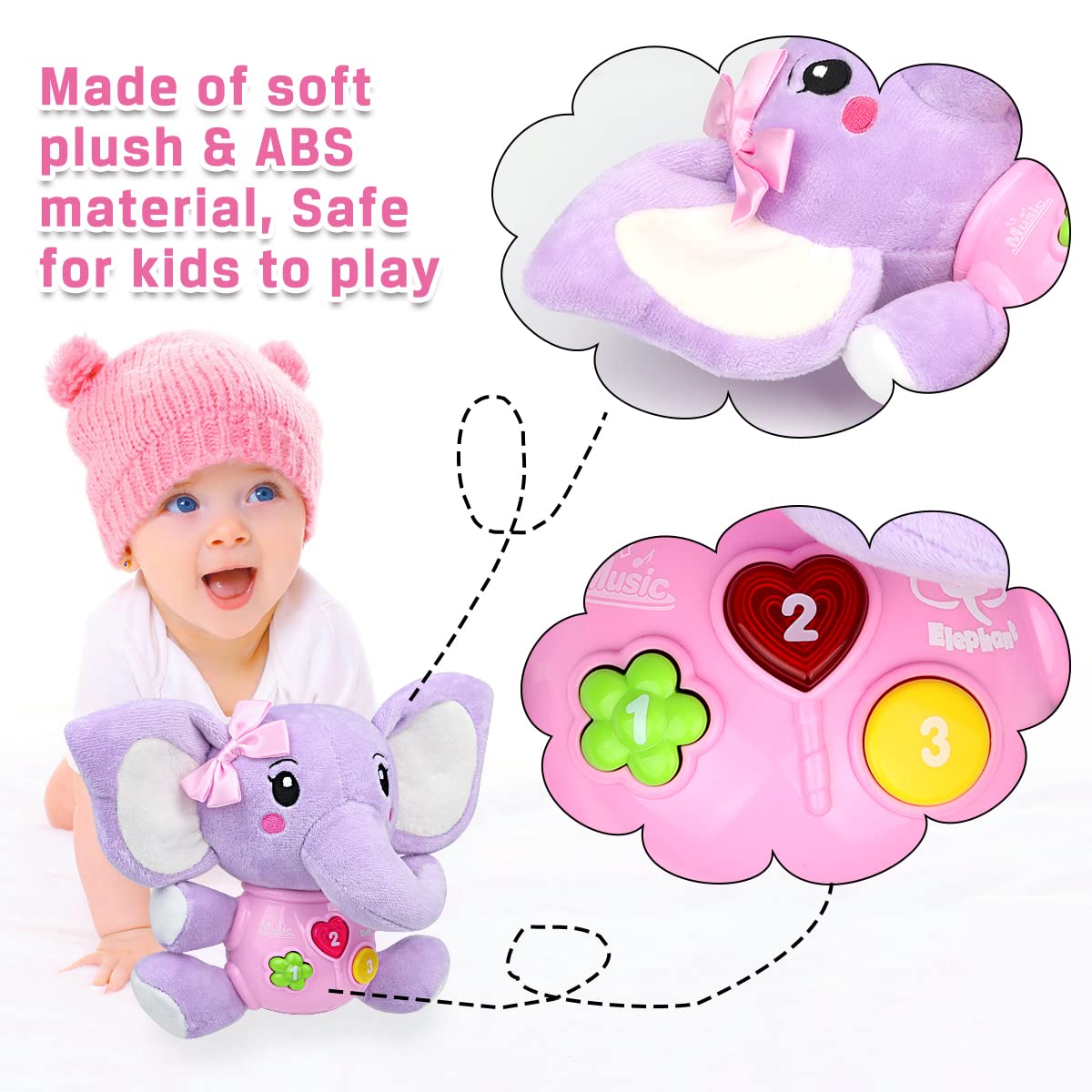 Foto 5 pulgar | Peluche con Música Elefante Aitbay - Venta Internacional