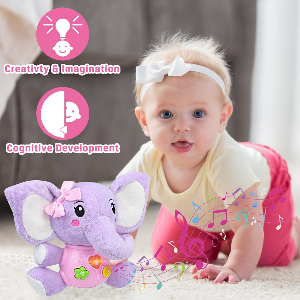Foto 8 pulgar | Peluche con Música Elefante Aitbay - Venta Internacional