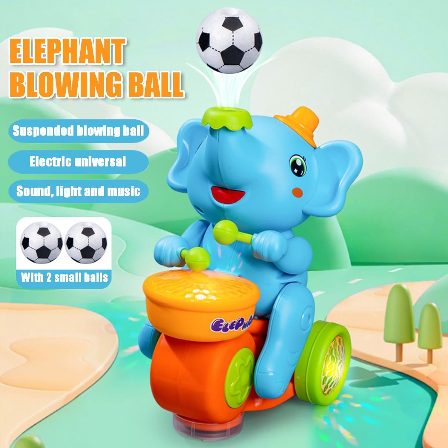 Foto 3 pulgar | Pelota De Juguete Para Bebés Que Vuelan Con Forma De Elefante Rastrero Con Tambor, De 6 A 36 Meses - Venta Internacion