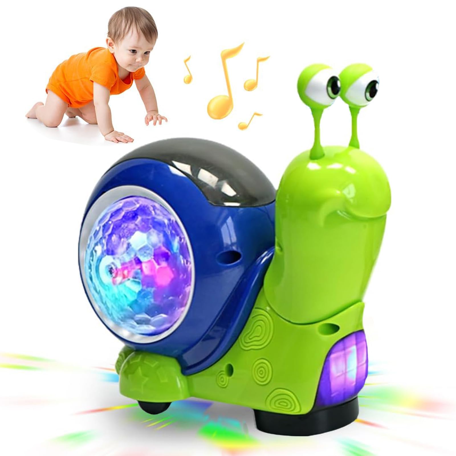 Foto 2 pulgar | Juguete Luminoso Con Forma De Caracol Arrastrándose, Con Luz, Música Para Bebé, Color Verde - Venta Internacional.