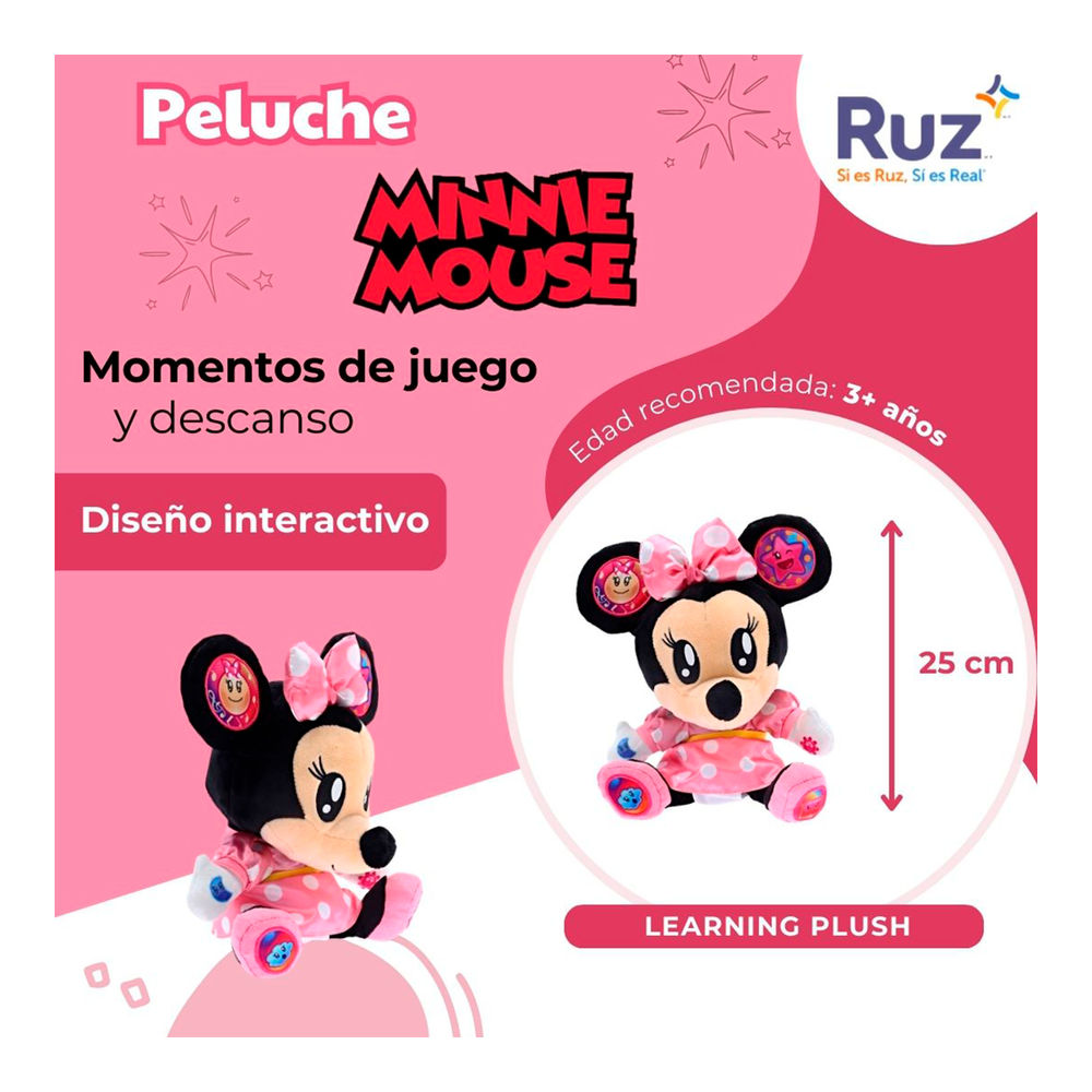 Foto 4 pulgar | Peluche De Aprendizaje Ruz Disney Ludy (minnie Mouse 25 Cm Rosa)
