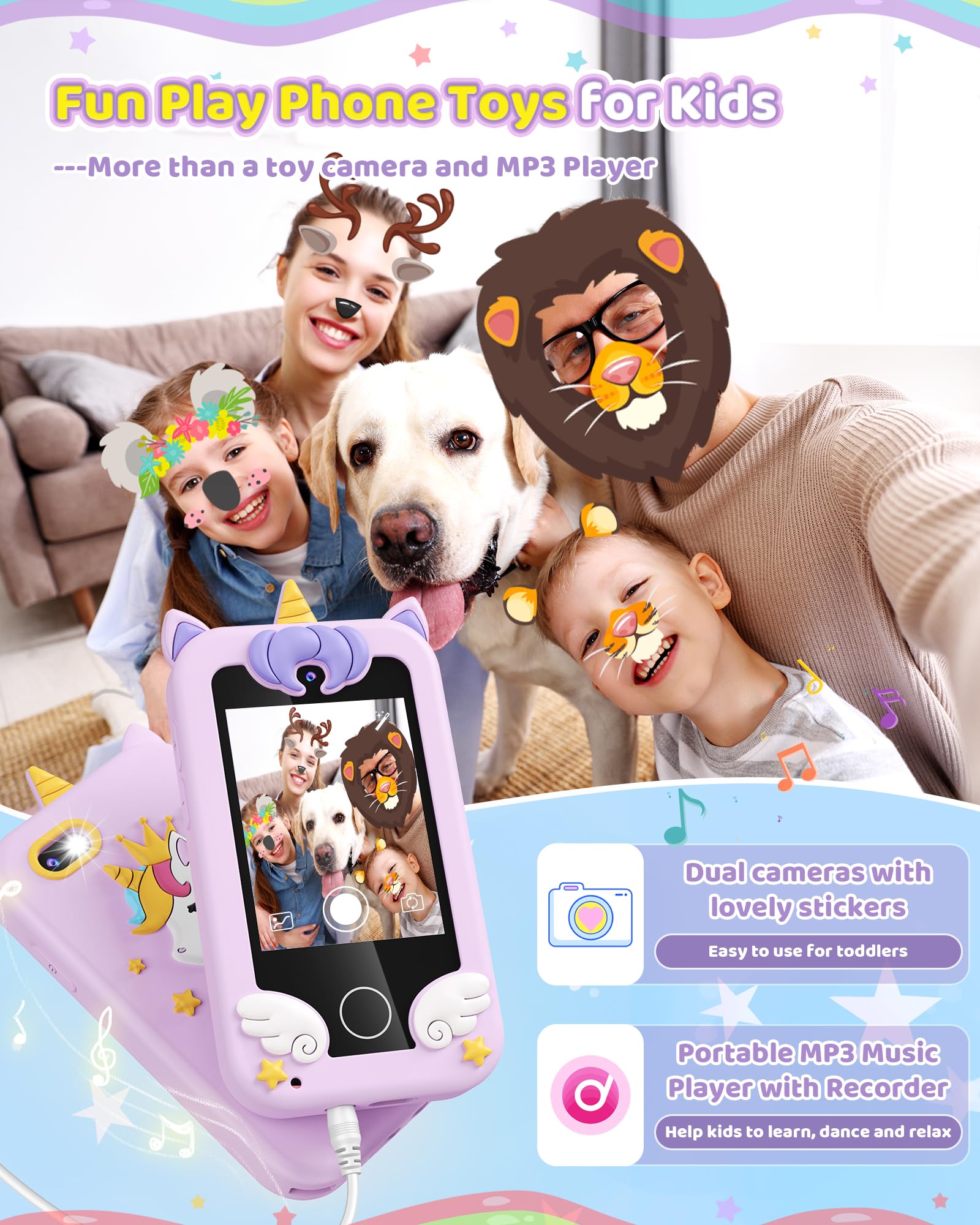 Foto 4 pulgar | Smartphone De Juguete Kikapabi Unicorn Con Cámara De Música Games 3-8y - Venta Internacional.