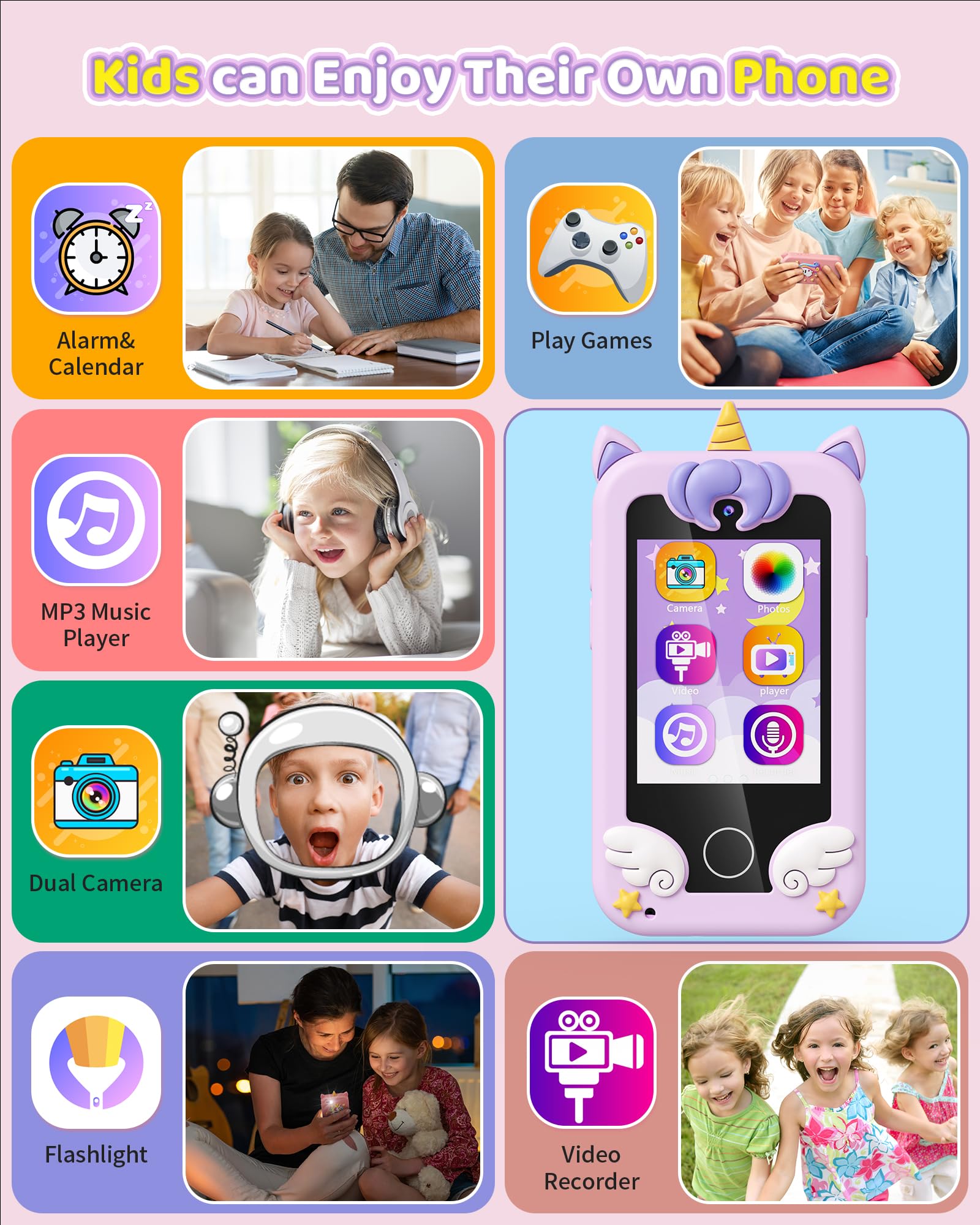 Foto 5 pulgar | Smartphone De Juguete Kikapabi Unicorn Con Cámara De Música Games 3-8y - Venta Internacional.