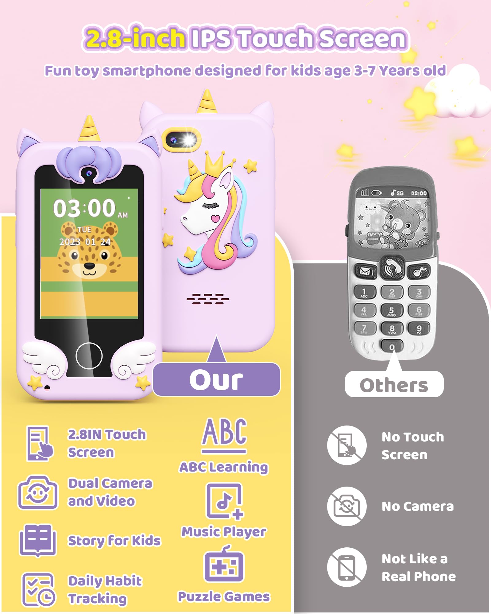Foto 6 pulgar | Smartphone De Juguete Kikapabi Unicorn Con Cámara De Música Games 3-8y - Venta Internacional.