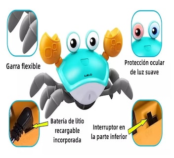 Foto 3 | Juguetes Para Bebé De Cangrejo Con Música Lab.g Función De Sensor Azul